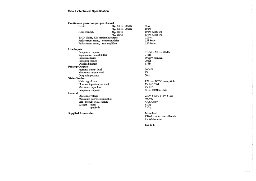 Arcam XETA 2 manual 