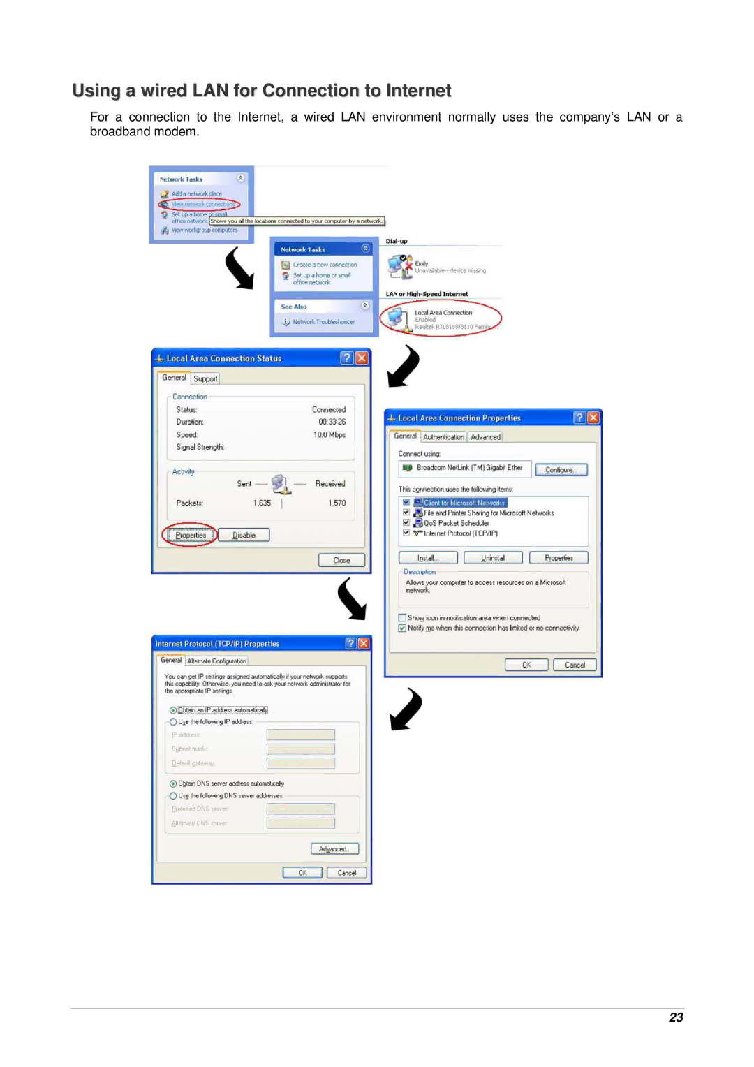 Archos 10 user manual Using a wired LAN for Connection to Internet 