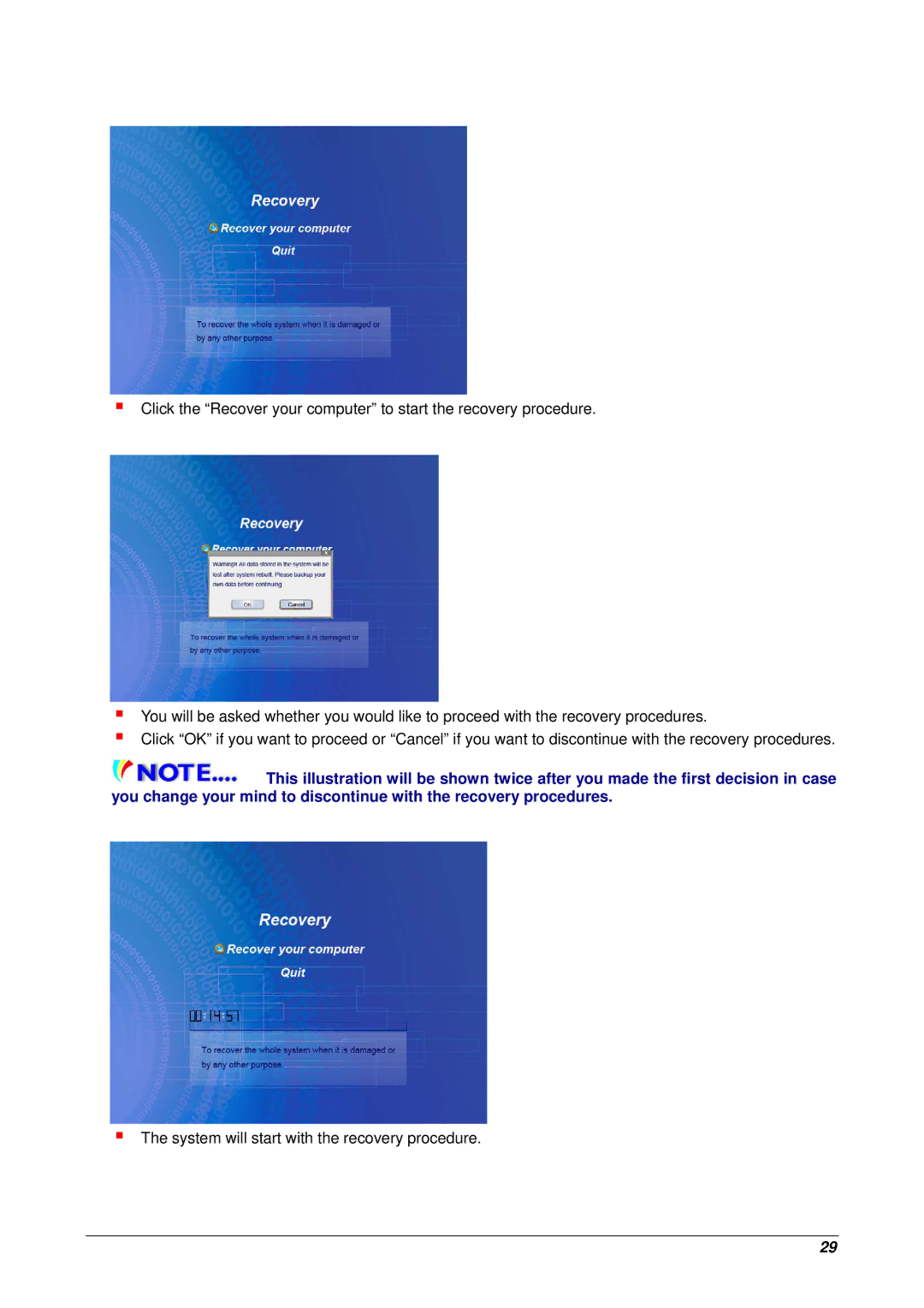 Archos 10 user manual ƒ The system will start with the recovery procedure 