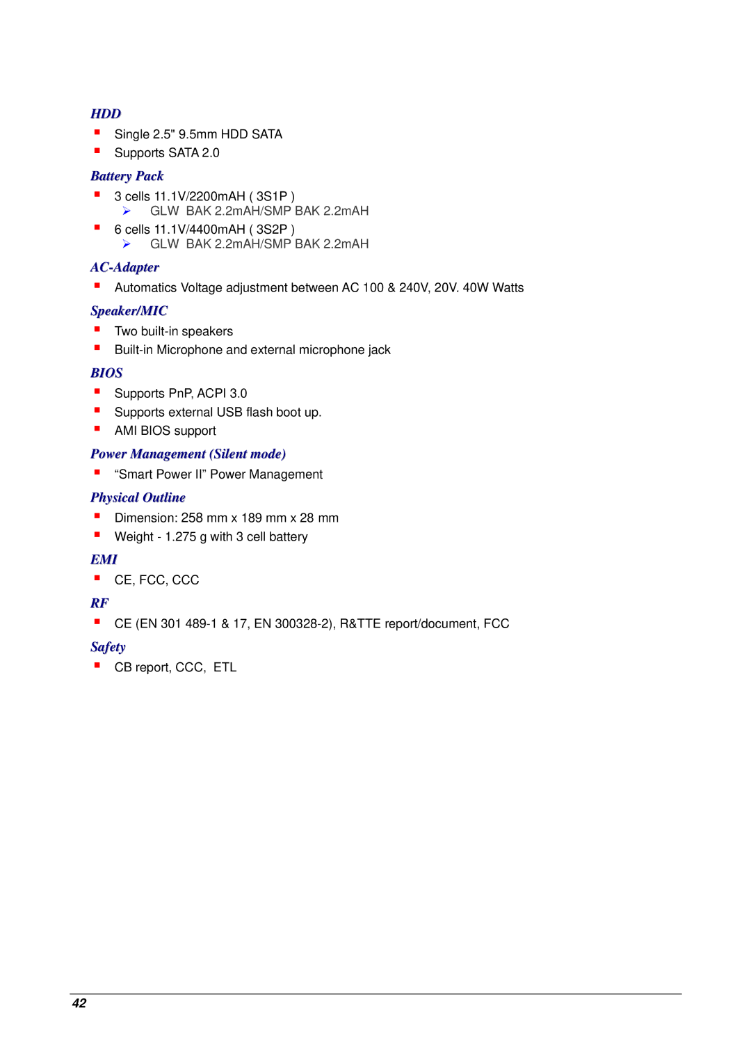 Archos 10 user manual Battery Pack, AC-Adapter, Speaker/MIC, Power Management Silent mode, Physical Outline, Safety 