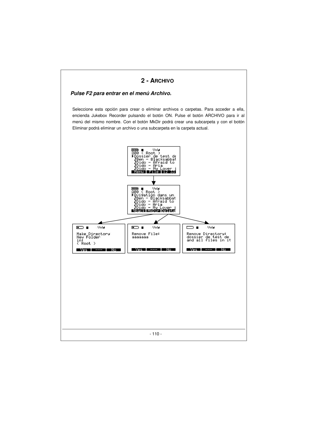 Archos 100628 manual Pulse F2 para entrar en el menú Archivo 