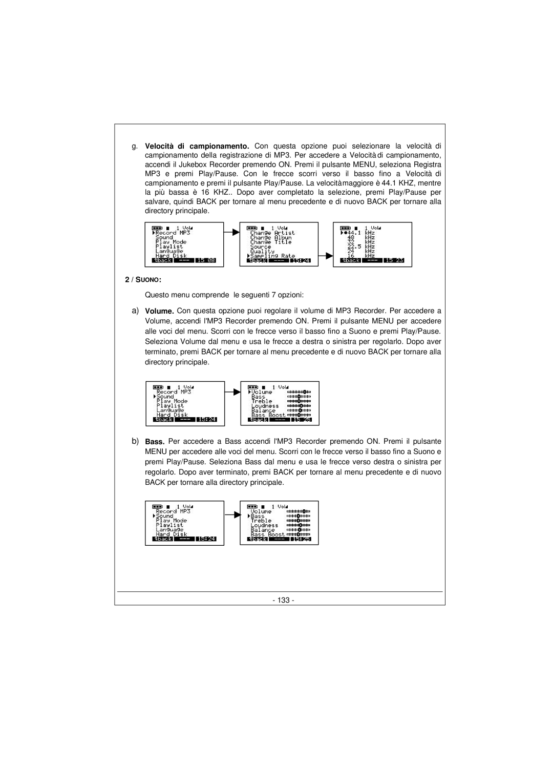 Archos 100628 manual Suono 