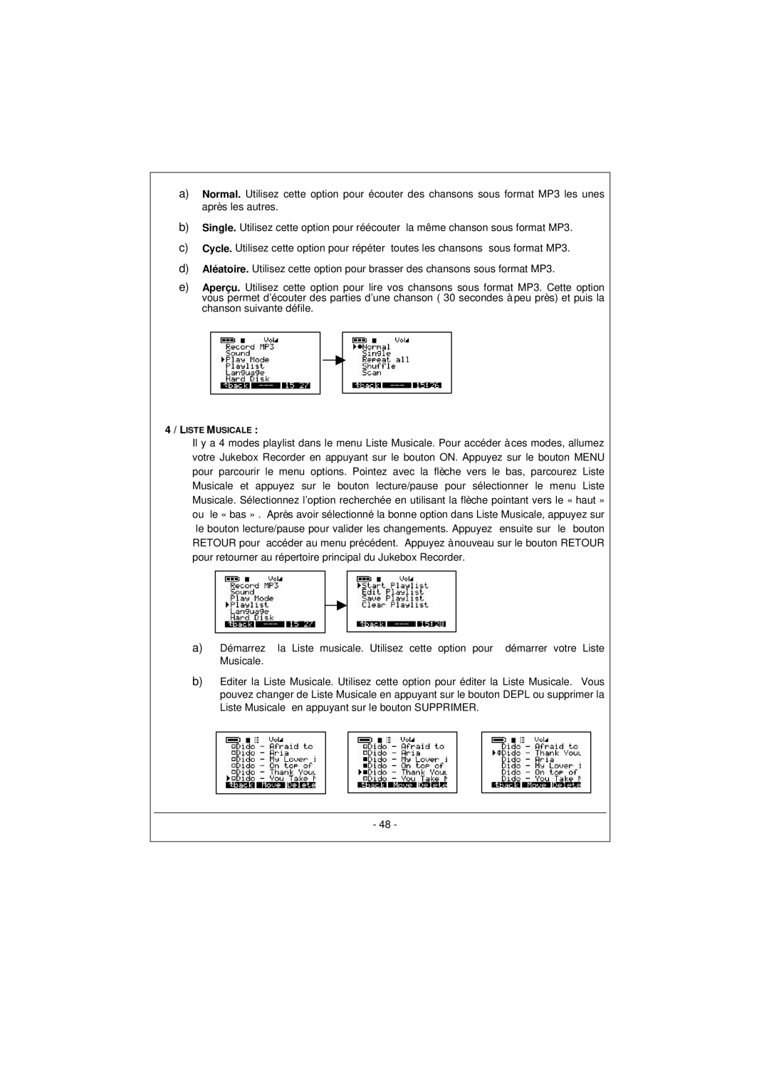 Archos 100628 manual Liste Musicale 