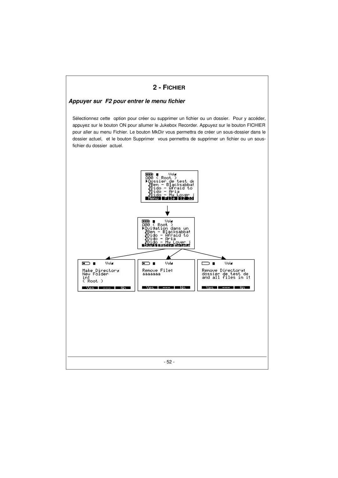 Archos 100628 manual Fichier, Appuyer sur F2 pour entrer le menu fichier 