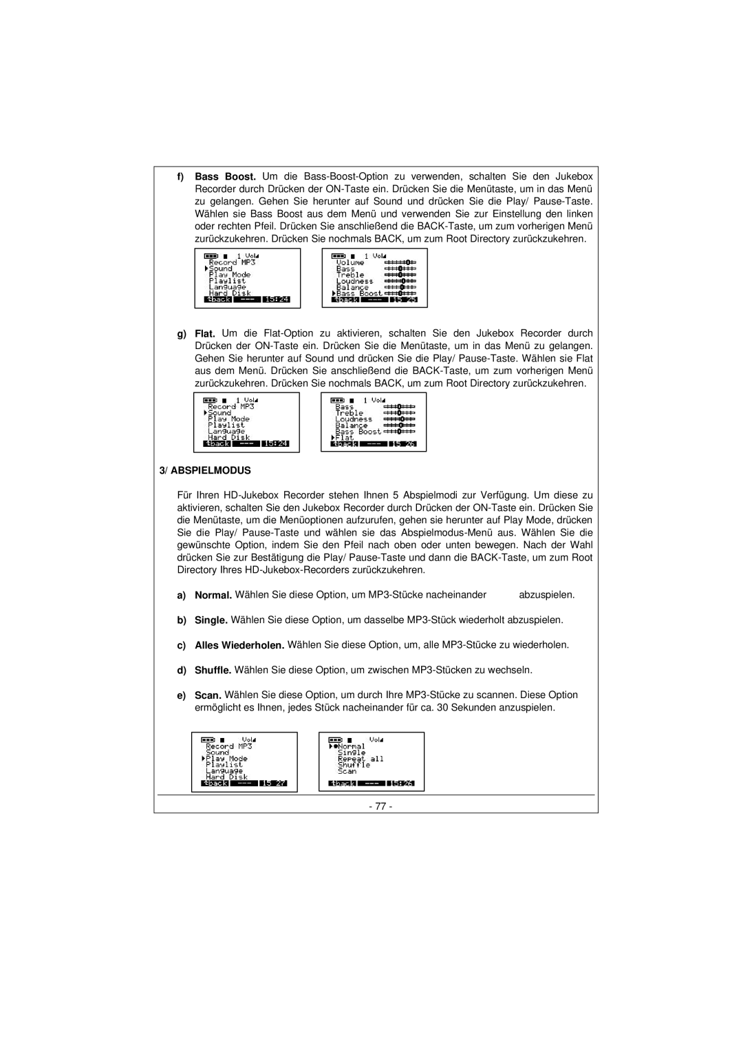 Archos 100628 manual Abspielmodus 