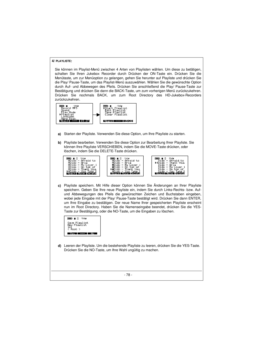 Archos 100628 manual Playliste 