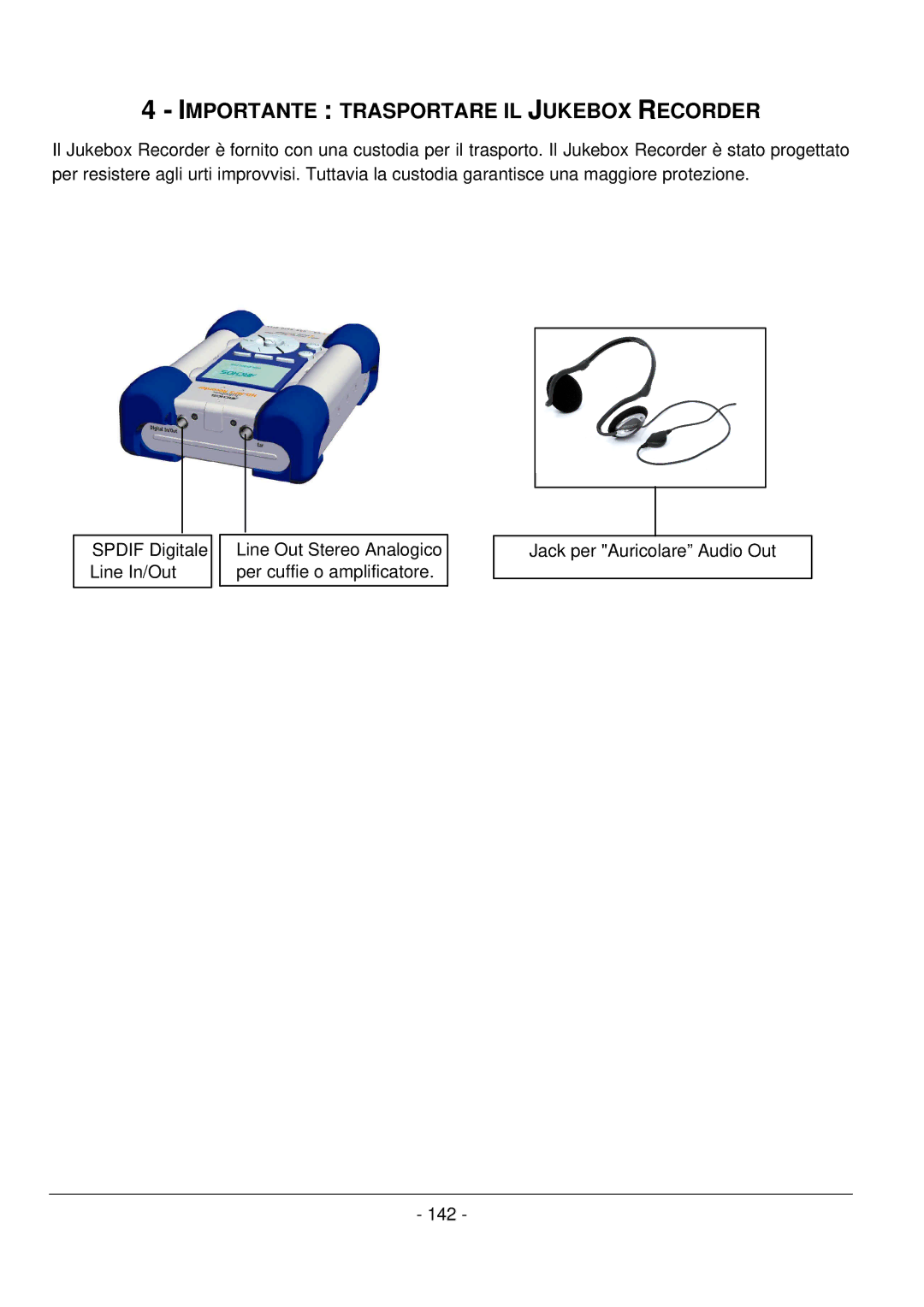 Archos 101 420V40 manual Importante Trasportare IL Jukebox Recorder 