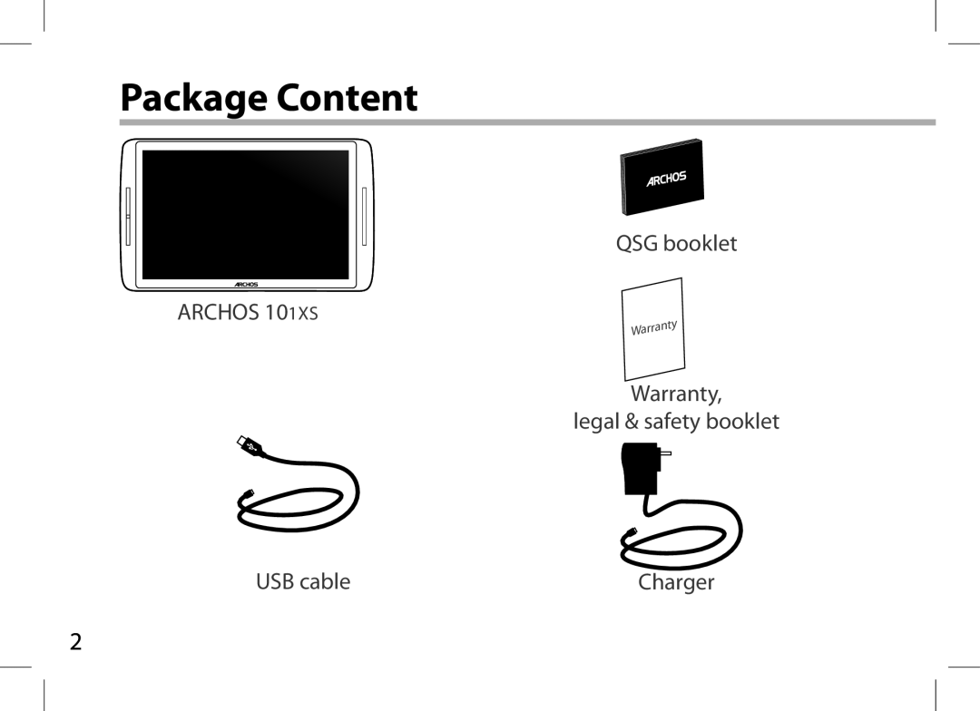 Archos 101XS user manual Package Content 