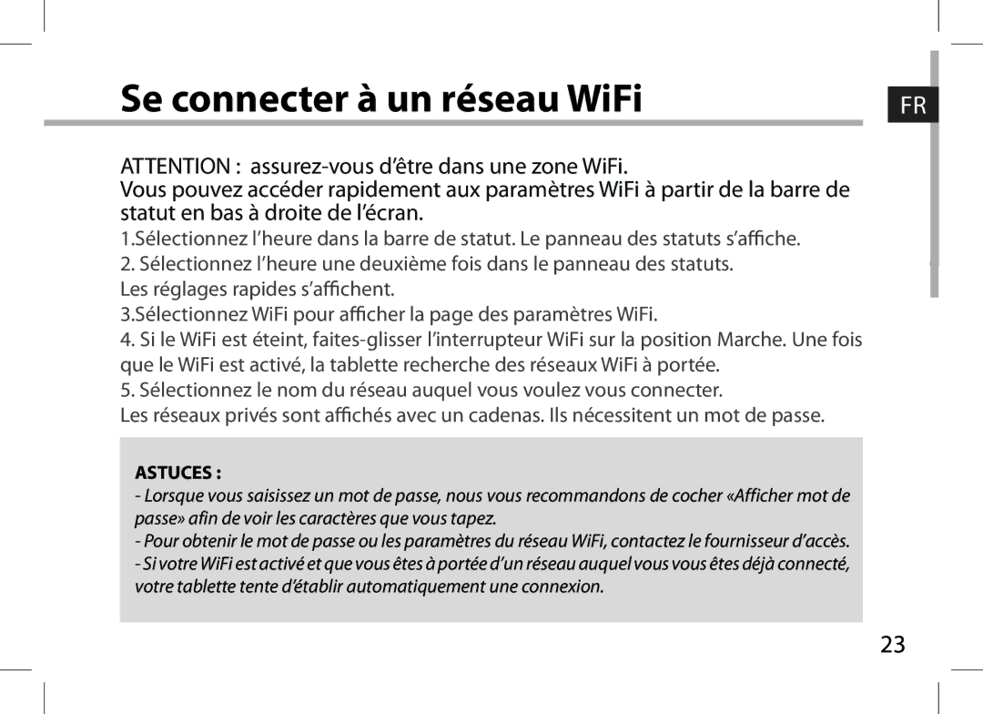 Archos 101XS user manual Se connecter à un réseau WiFi 