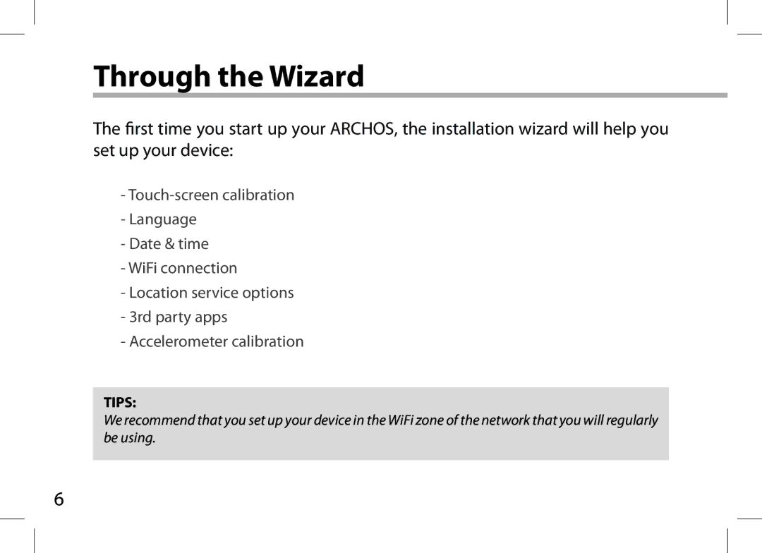 Archos 101XS user manual Through the Wizard 