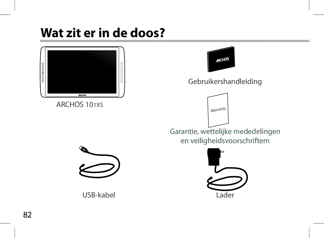 Archos 101XS user manual Wat zit er in de doos? 