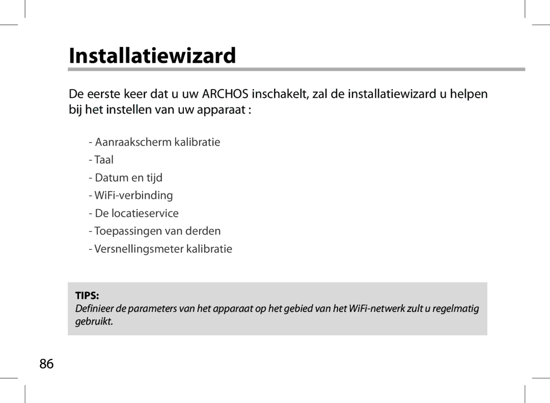 Archos 101XS user manual Installatiewizard 