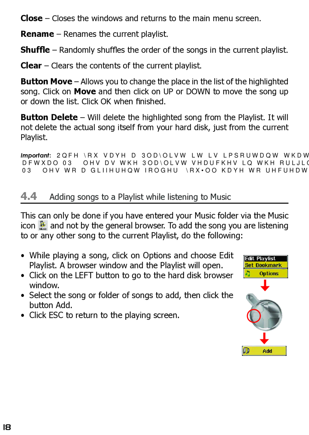 Archos 400 user manual Adding songs to a Playlist while listening to Music 