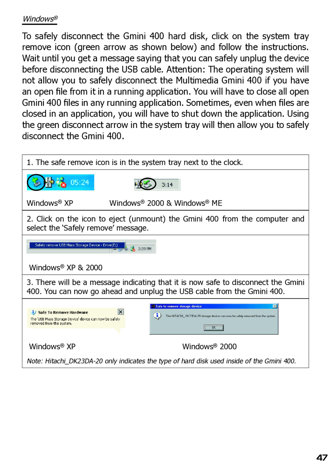 Archos 400 user manual Windows 