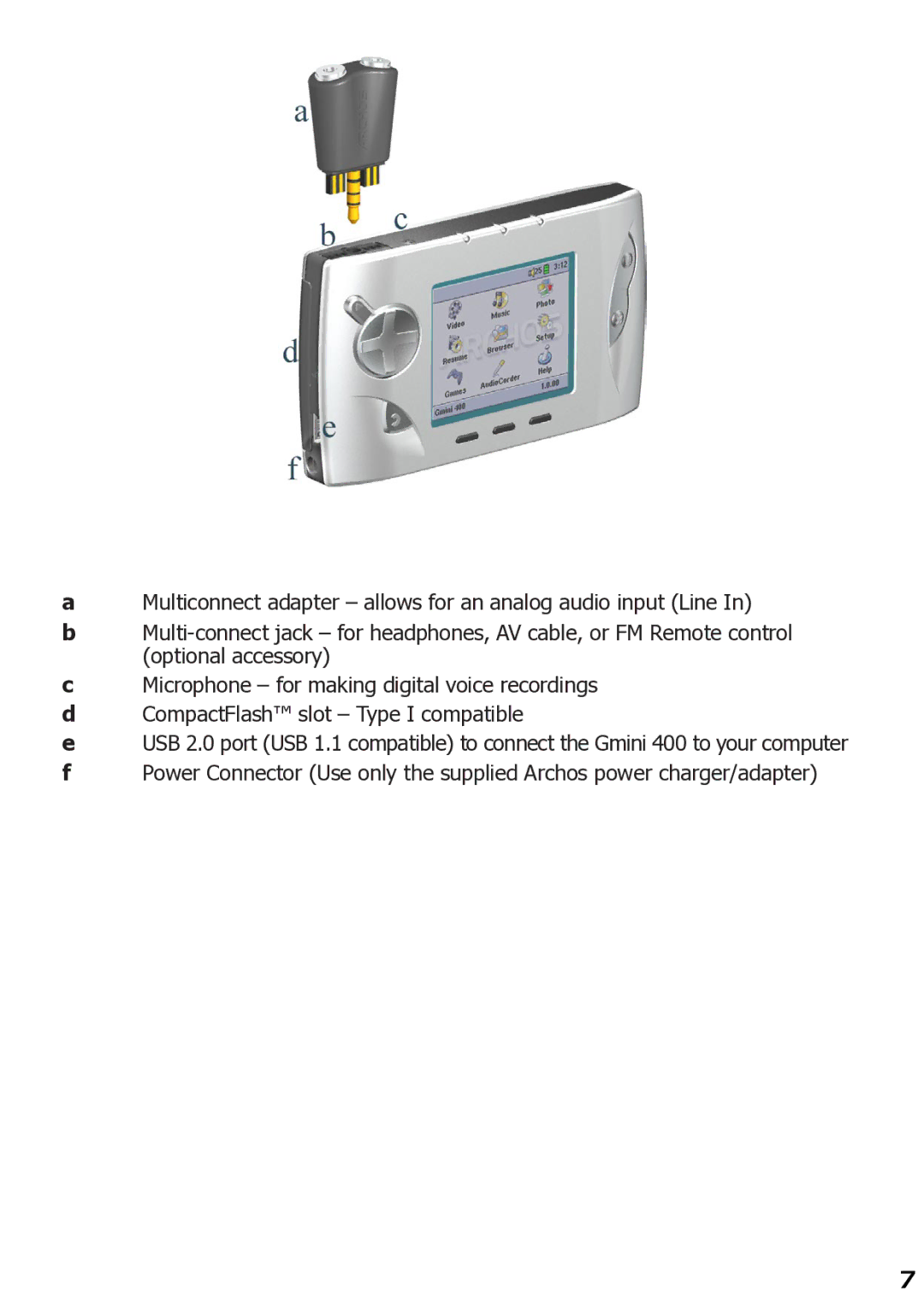 Archos 400 user manual 