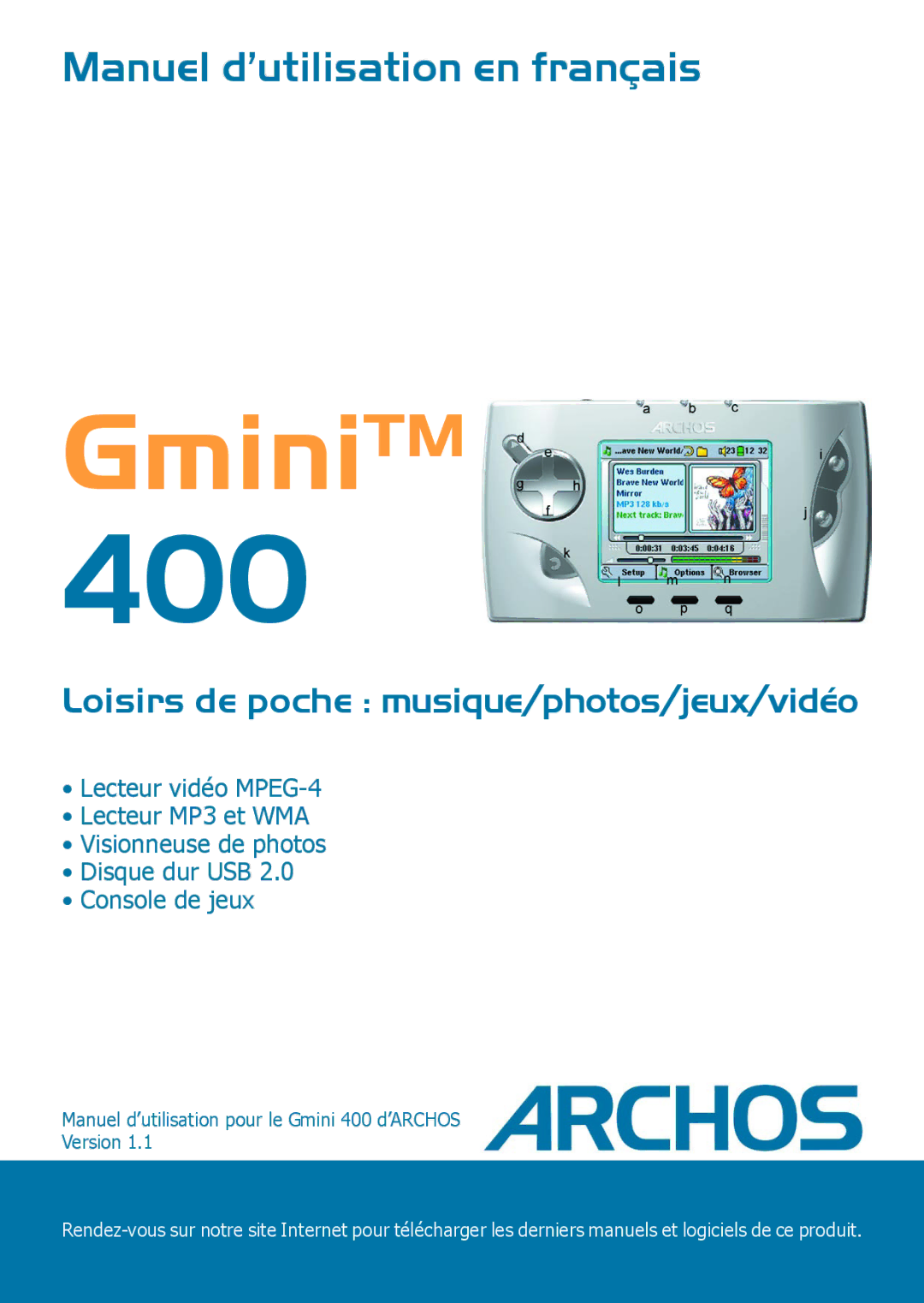 Archos 400 manuel dutilisation 