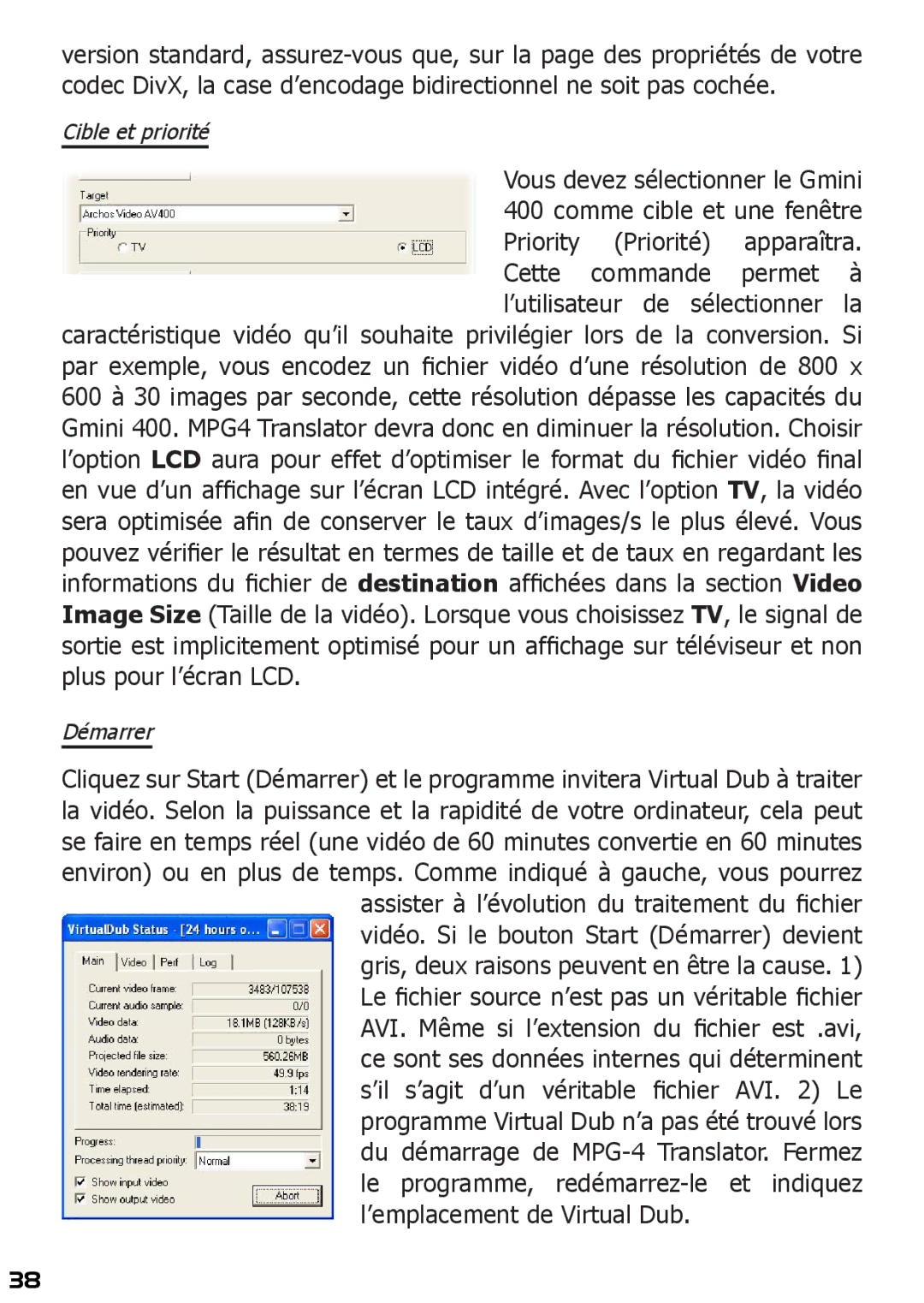 Archos 400 manuel dutilisation Cible et priorité 