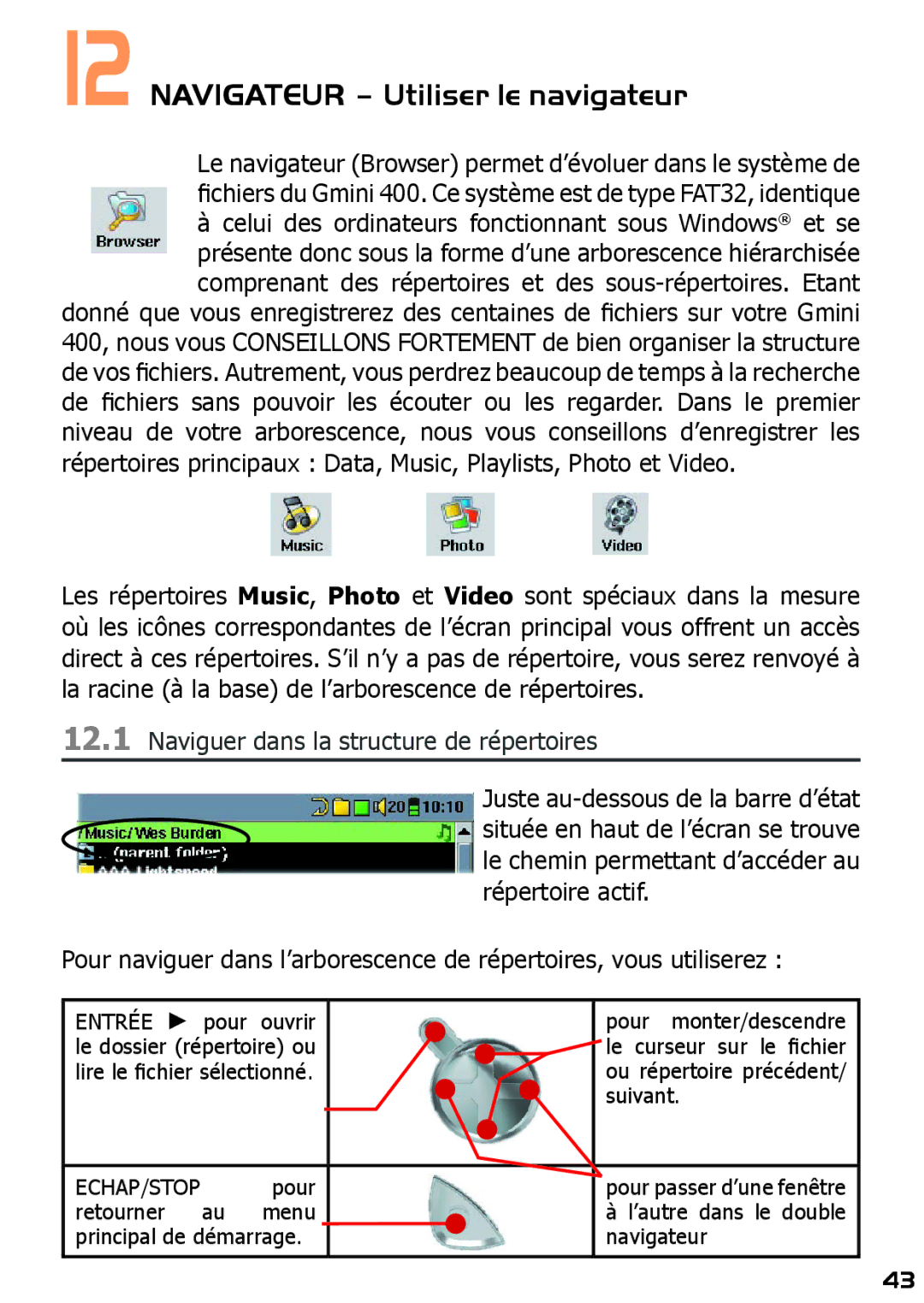 Archos 400 manuel dutilisation Navigateur Utiliser le navigateur 