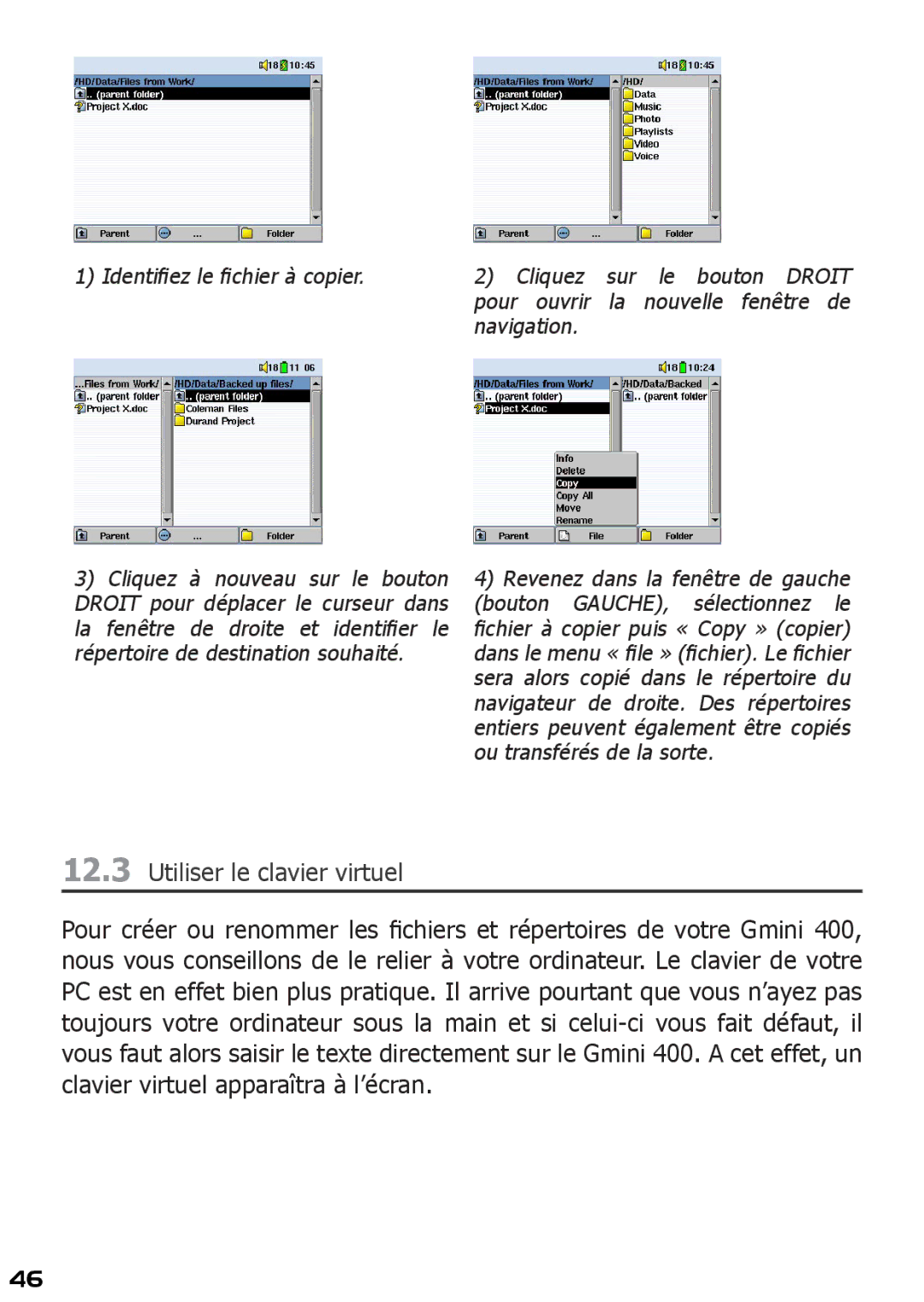 Archos 400 manuel dutilisation Utiliser le clavier virtuel 