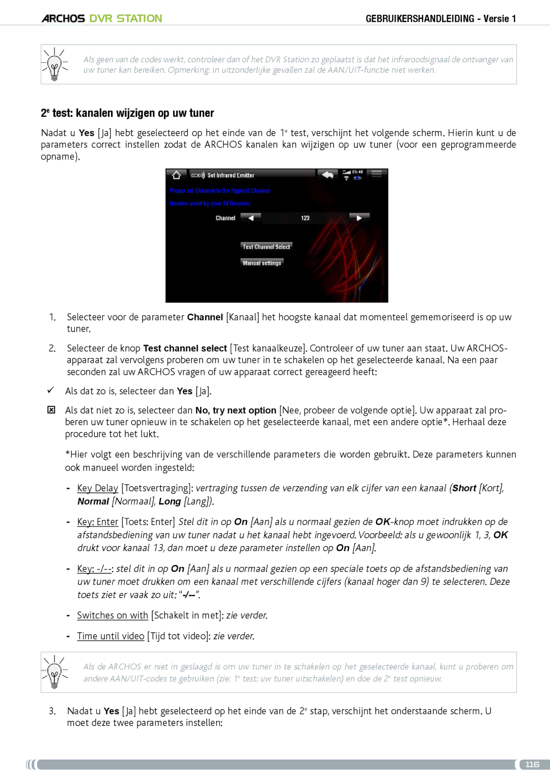 Archos 5 & 7 user manual 2e test kanalen wijzigen op uw tuner 