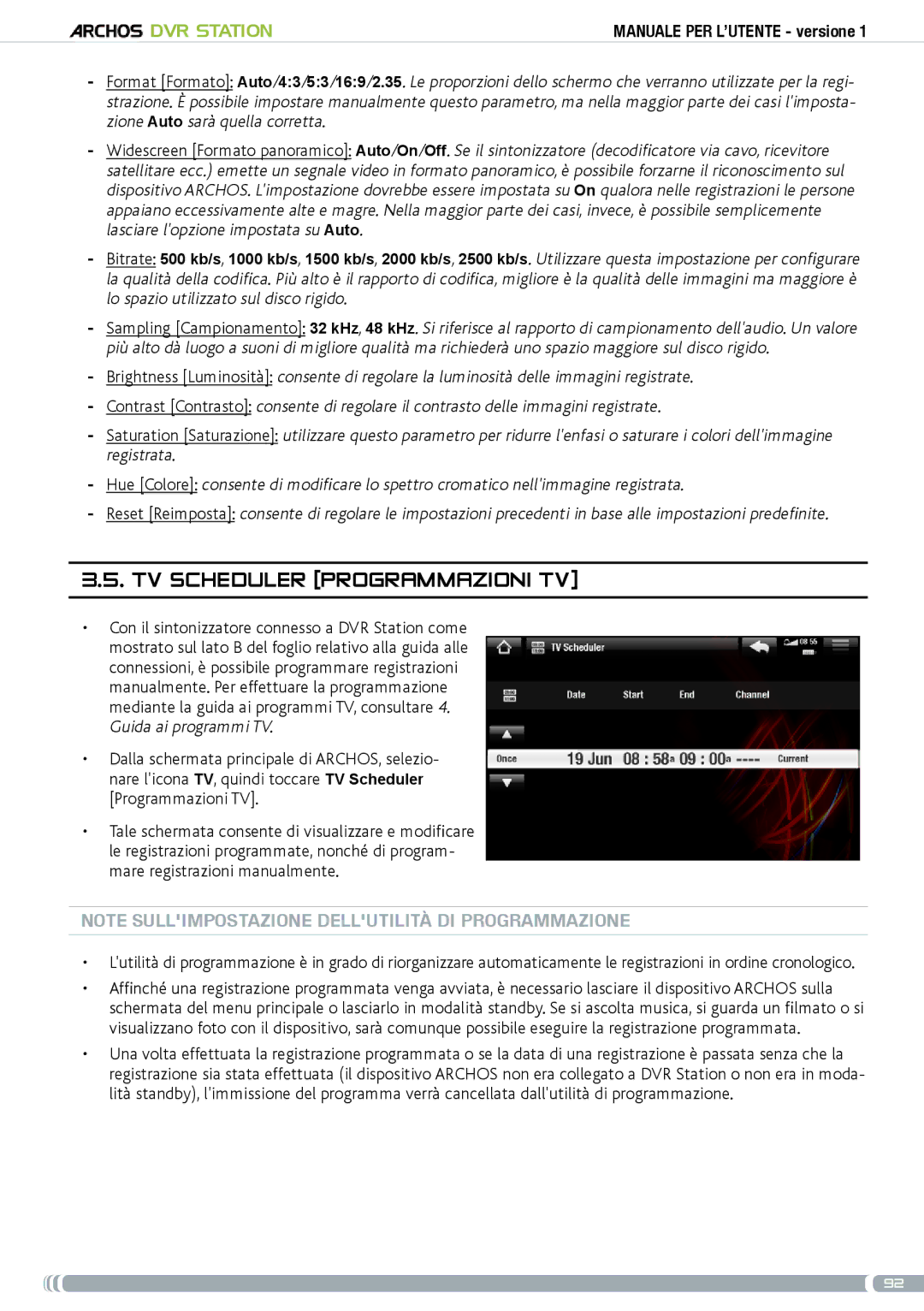 Archos 5 & 7 user manual Tv scheduler Programmazioni TV 