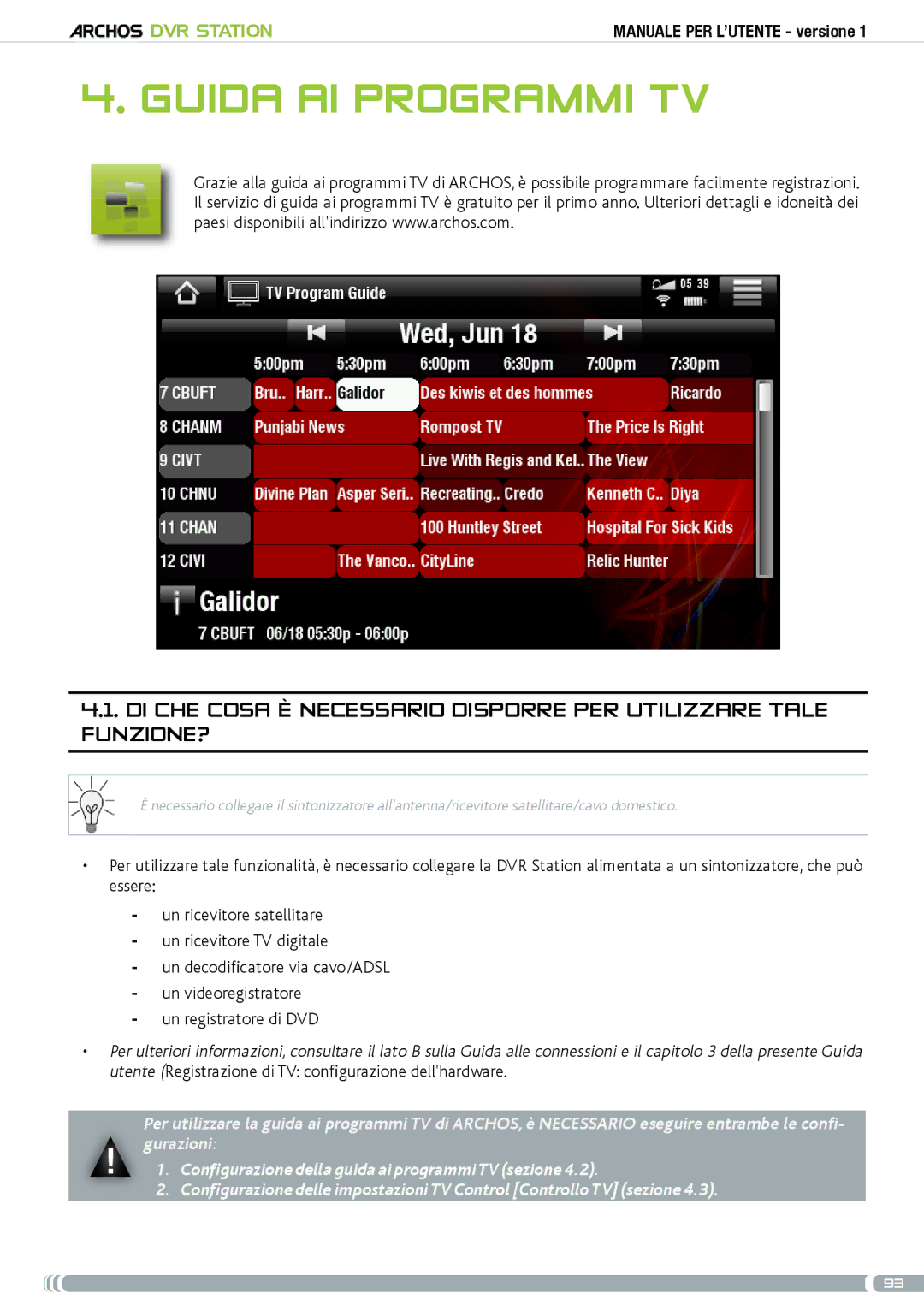 Archos 5 & 7 user manual Guida ai programmi TV 