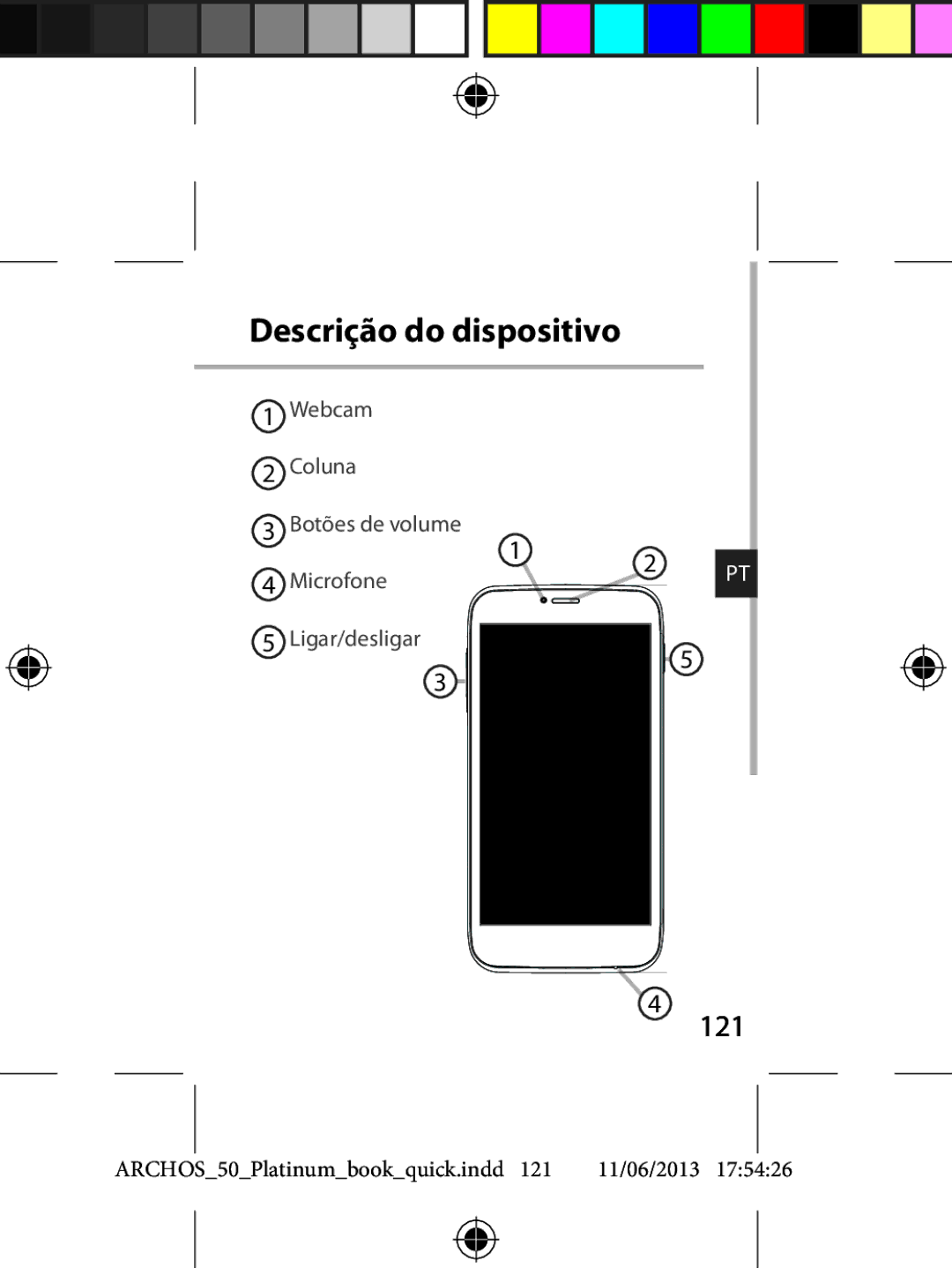 Archos 50 quick start Descrição do dispositivo, 121 