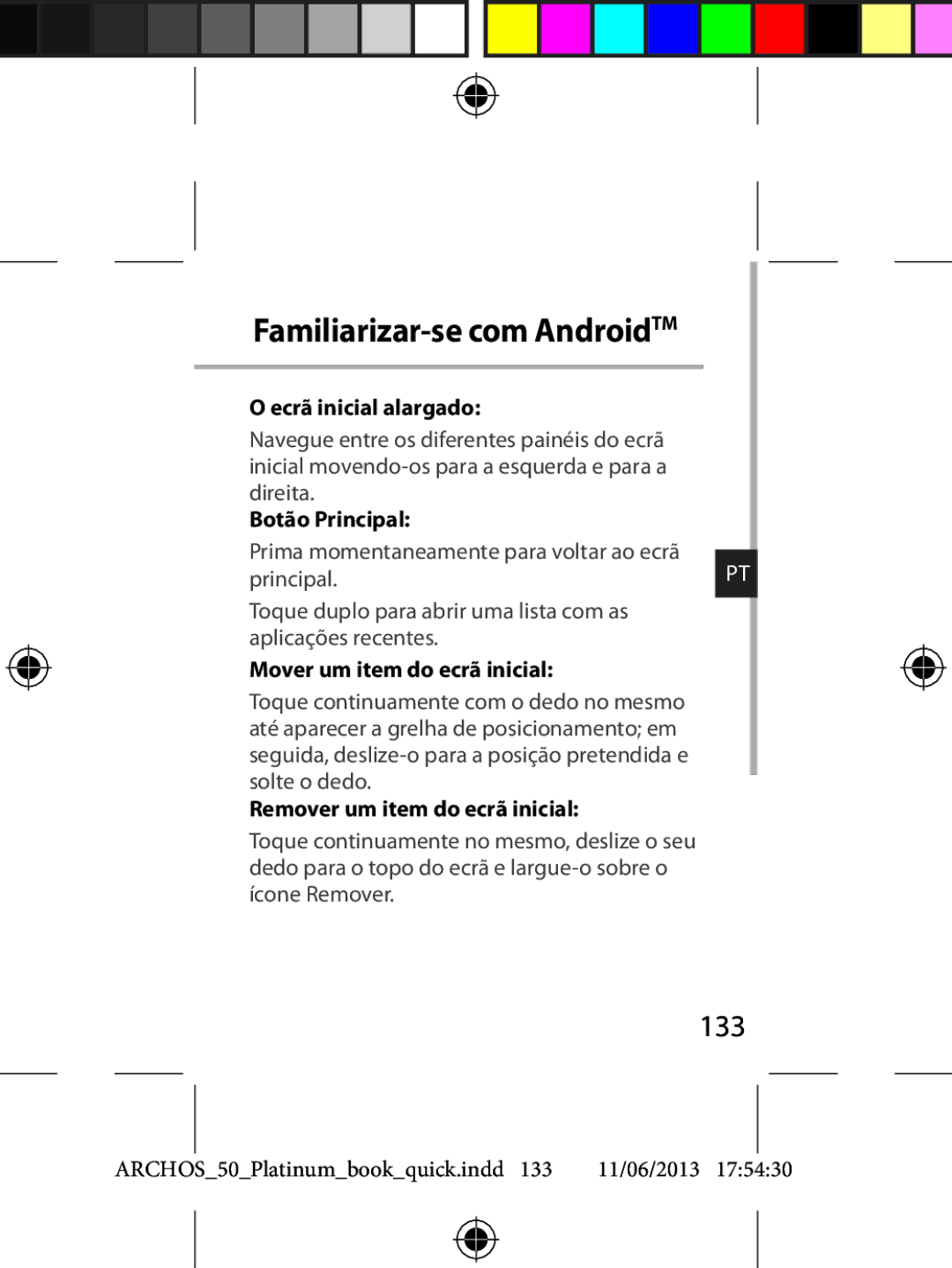 Archos 50 quick start Familiarizar-se com AndroidTM, 133 