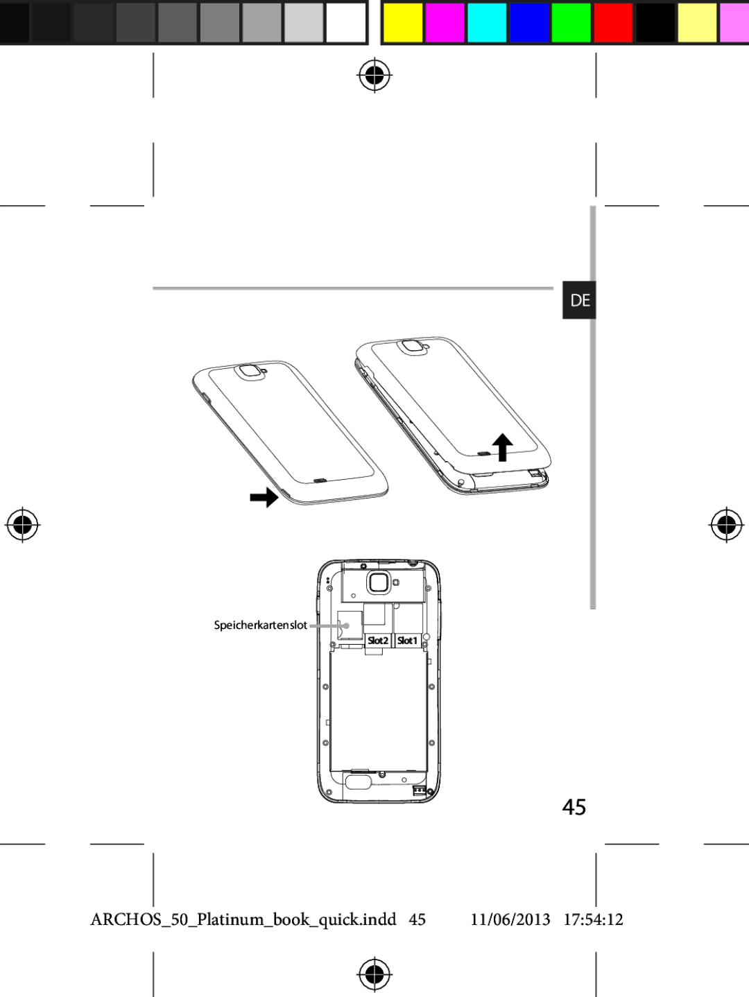 Archos 50 quick start Speicherkartenslot 