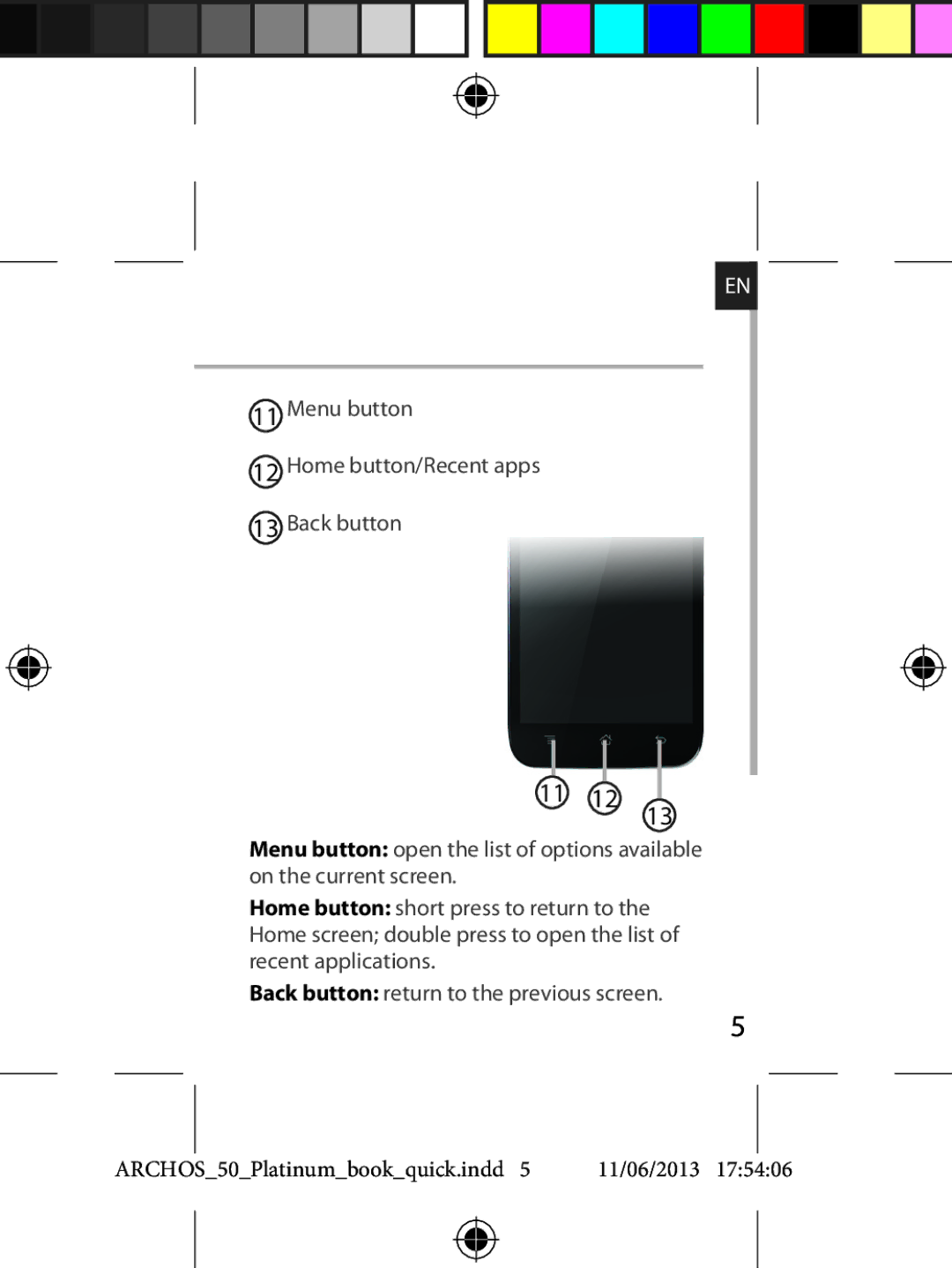 Archos 50 quick start 11 12 