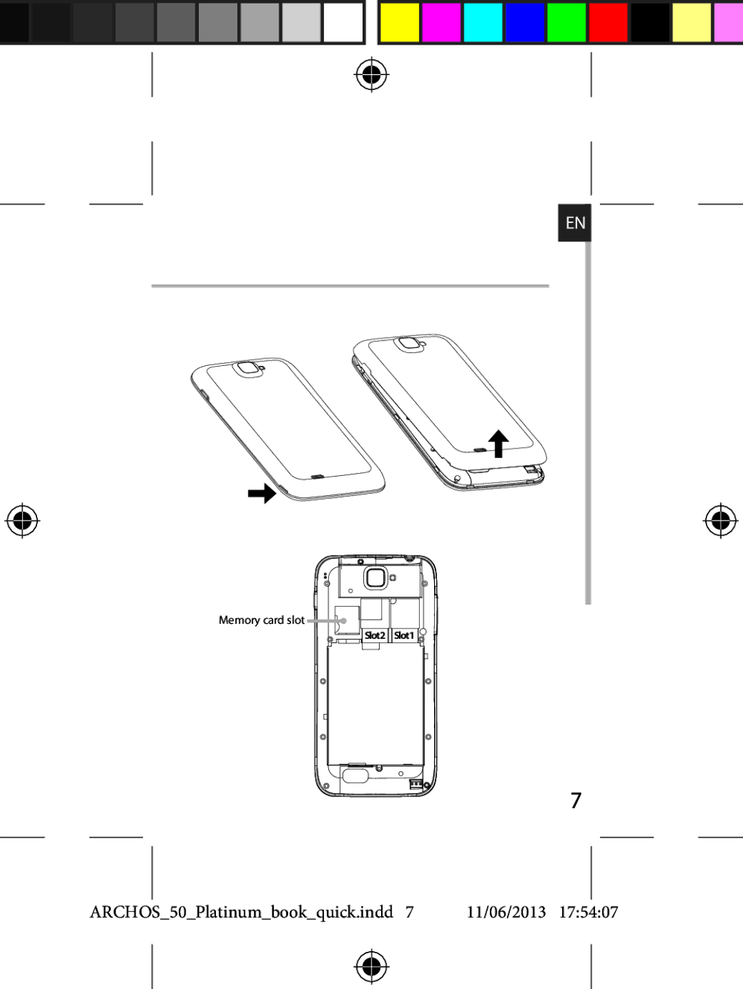 Archos 50 quick start Slot2 Slot1 