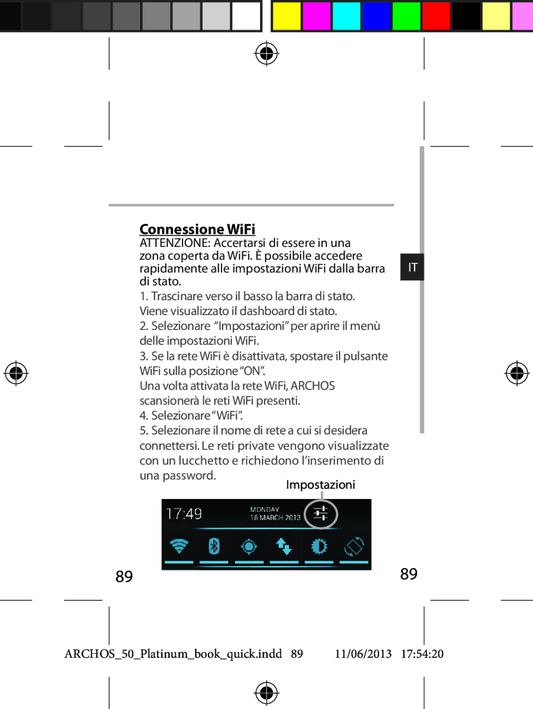 Archos 50 quick start Connessione WiFi 