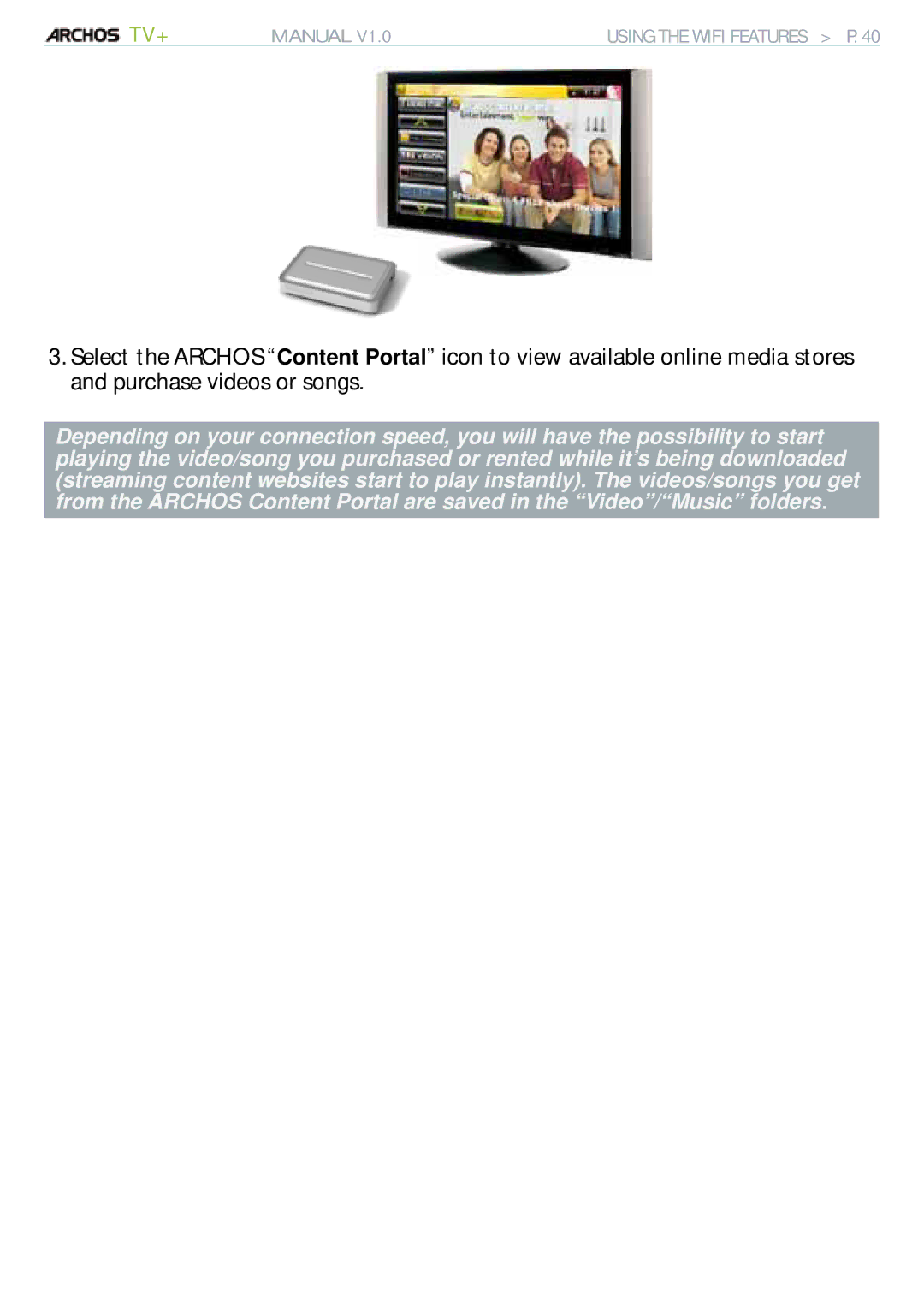 Archos 500973 user manual Tv+ 