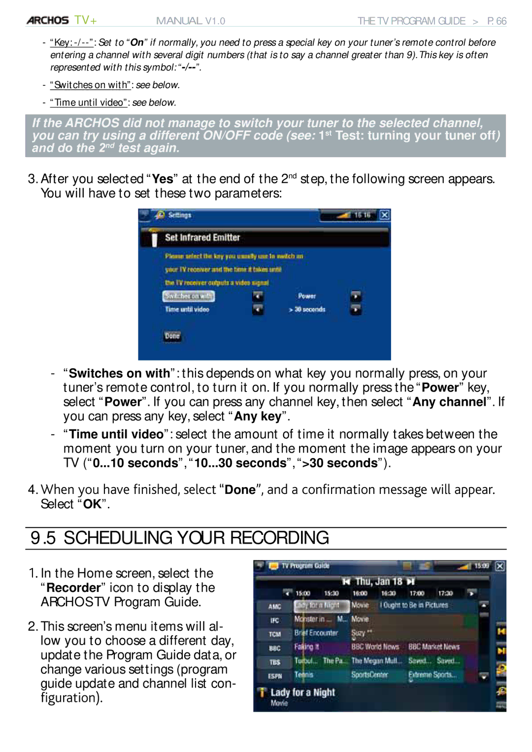 Archos 500973 user manual Scheduling Your Recording, Select OK, Òiwtcvkqp 