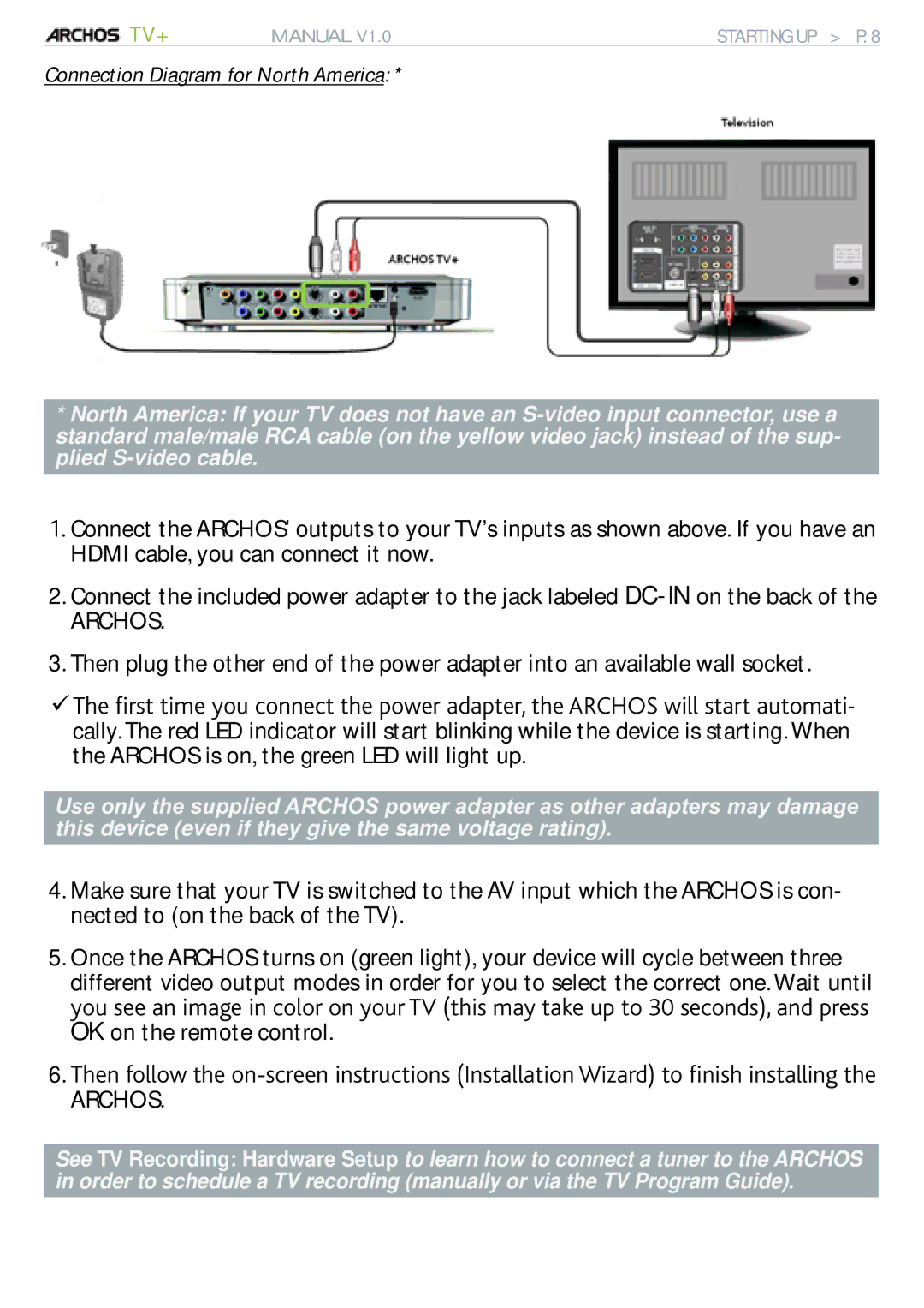 Archos 500973 user manual Archos, OK on the remote control 