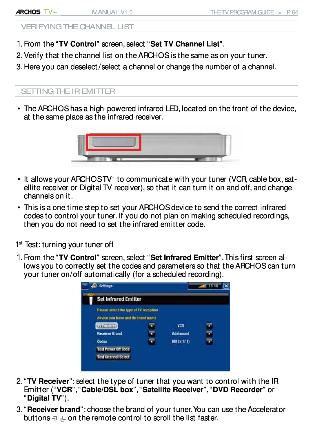 Archos 500973 user manual  From the “TV Control” screen, select “Set TV Channel List” 