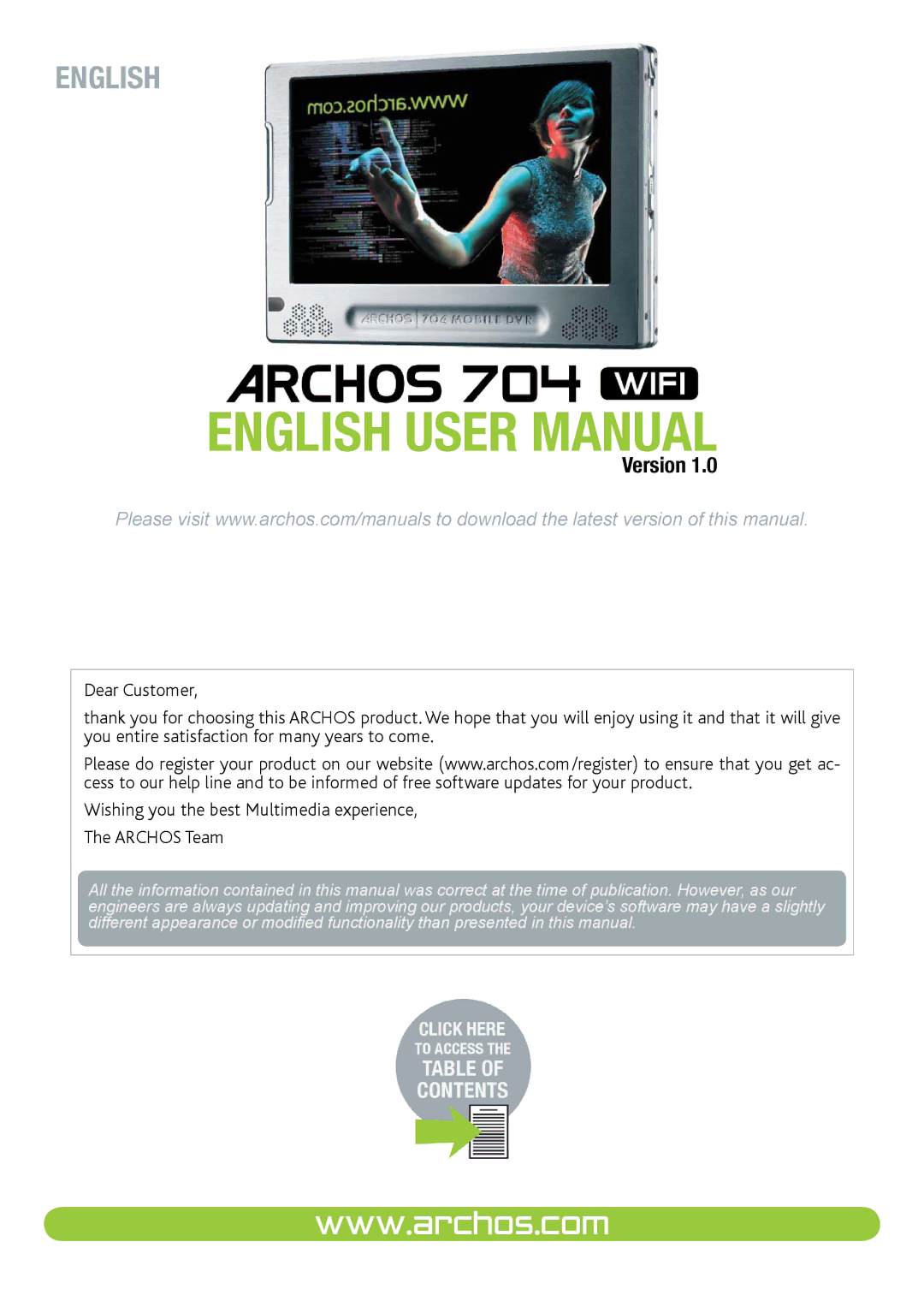 Archos 704 user manual English 