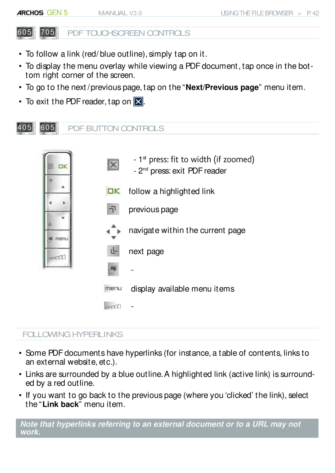 Archos 705 WIFI user manual Following Hyperlinks 