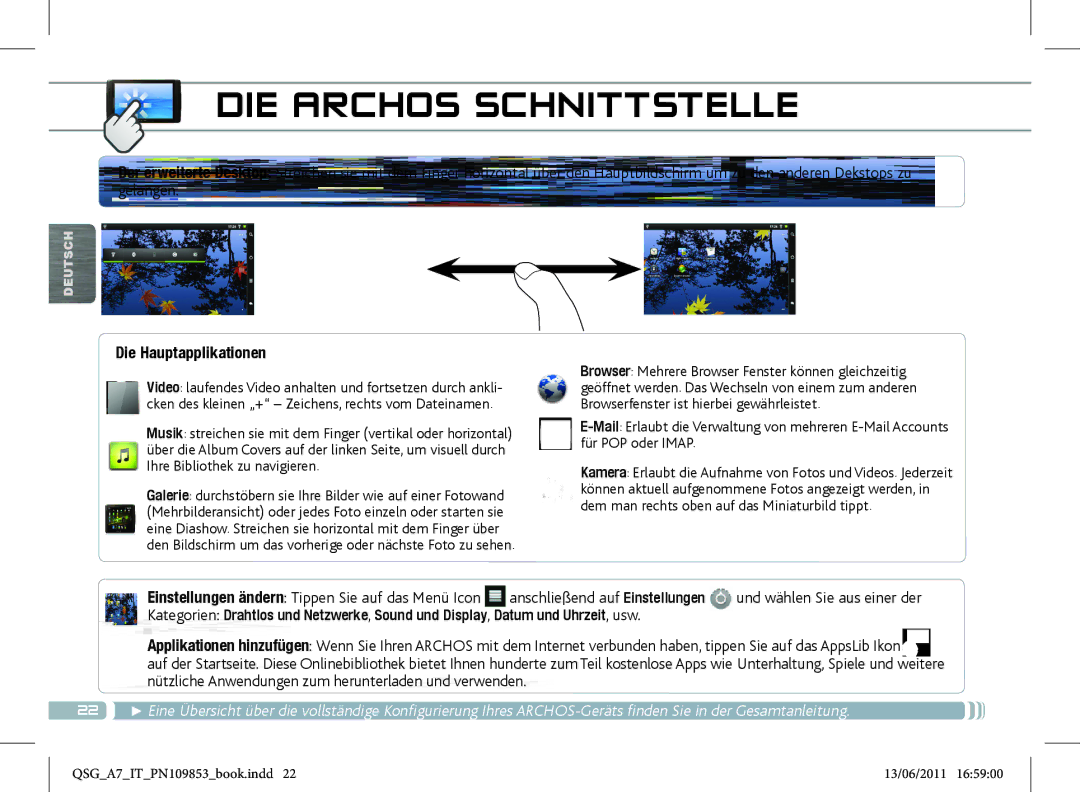 Archos 8700 manual Die Hauptapplikationen 