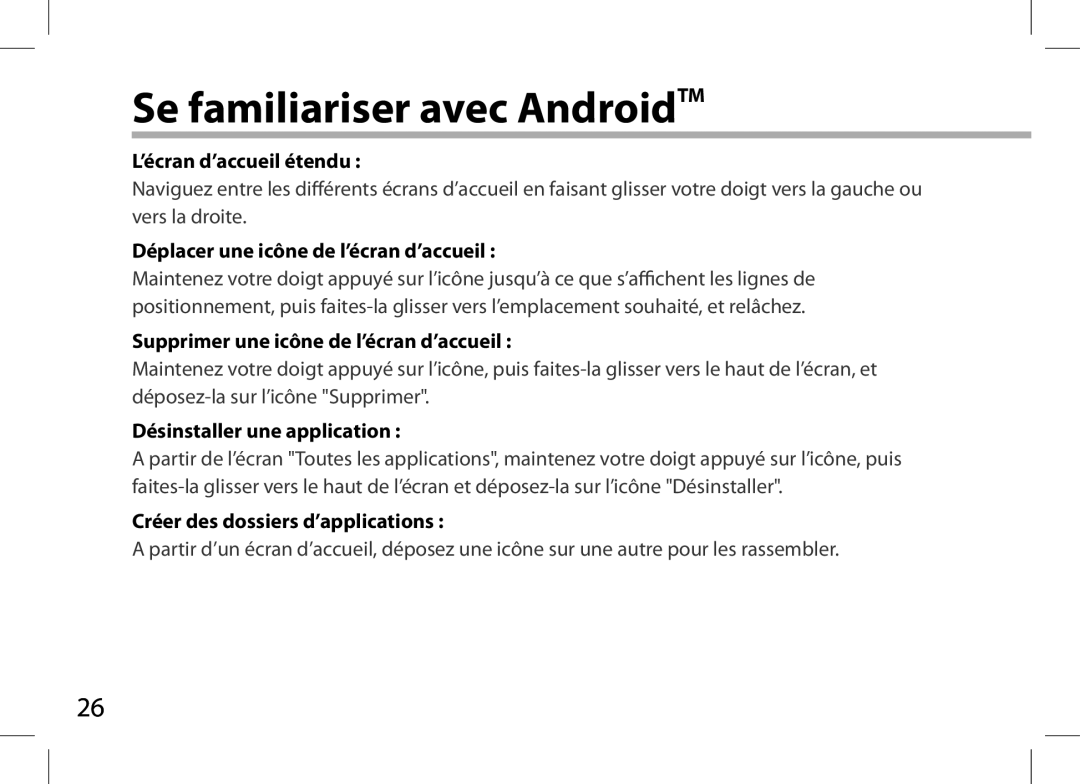 Archos AN8G4 quick start Se familiariser avec AndroidTM 