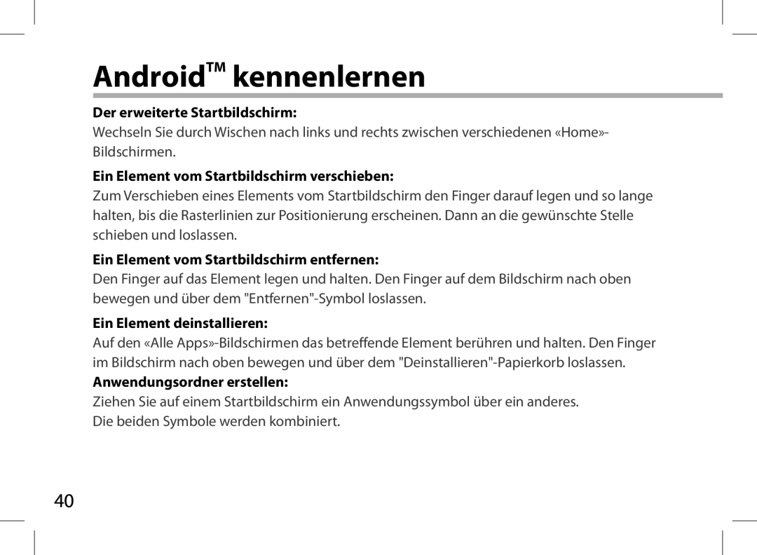 Archos AN8G4 quick start AndroidTM kennenlernen 