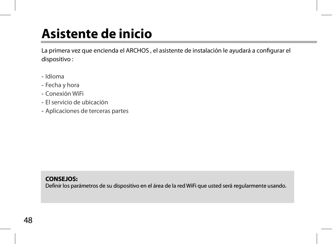 Archos AN8G4 quick start Asistente de inicio 