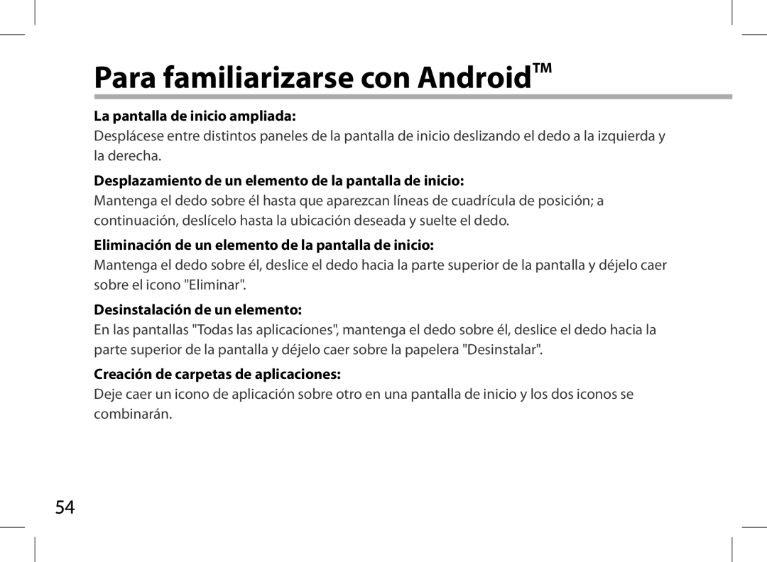 Archos AN8G4 quick start Para familiarizarse con AndroidTM 