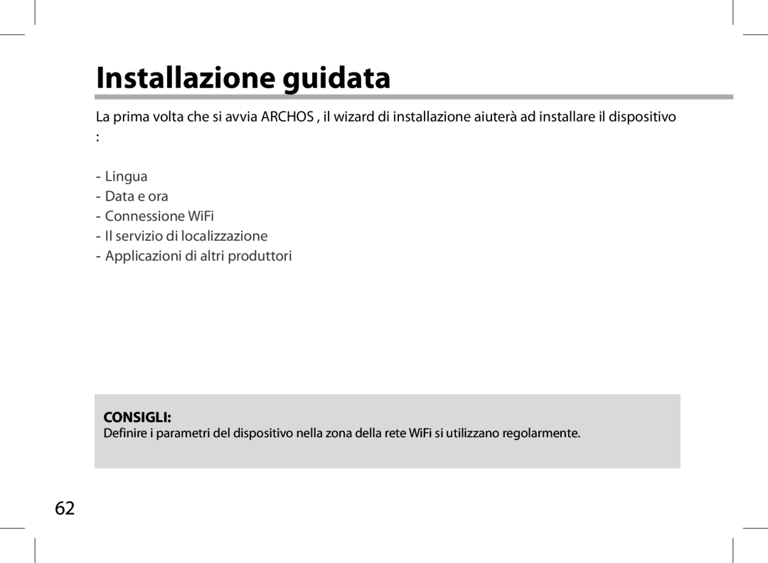 Archos AN8G4 quick start Installazione guidata 