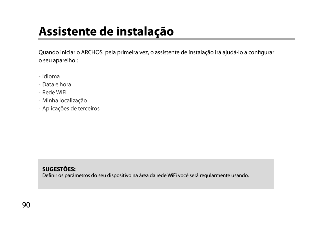 Archos AN8G4 quick start Assistente de instalação 