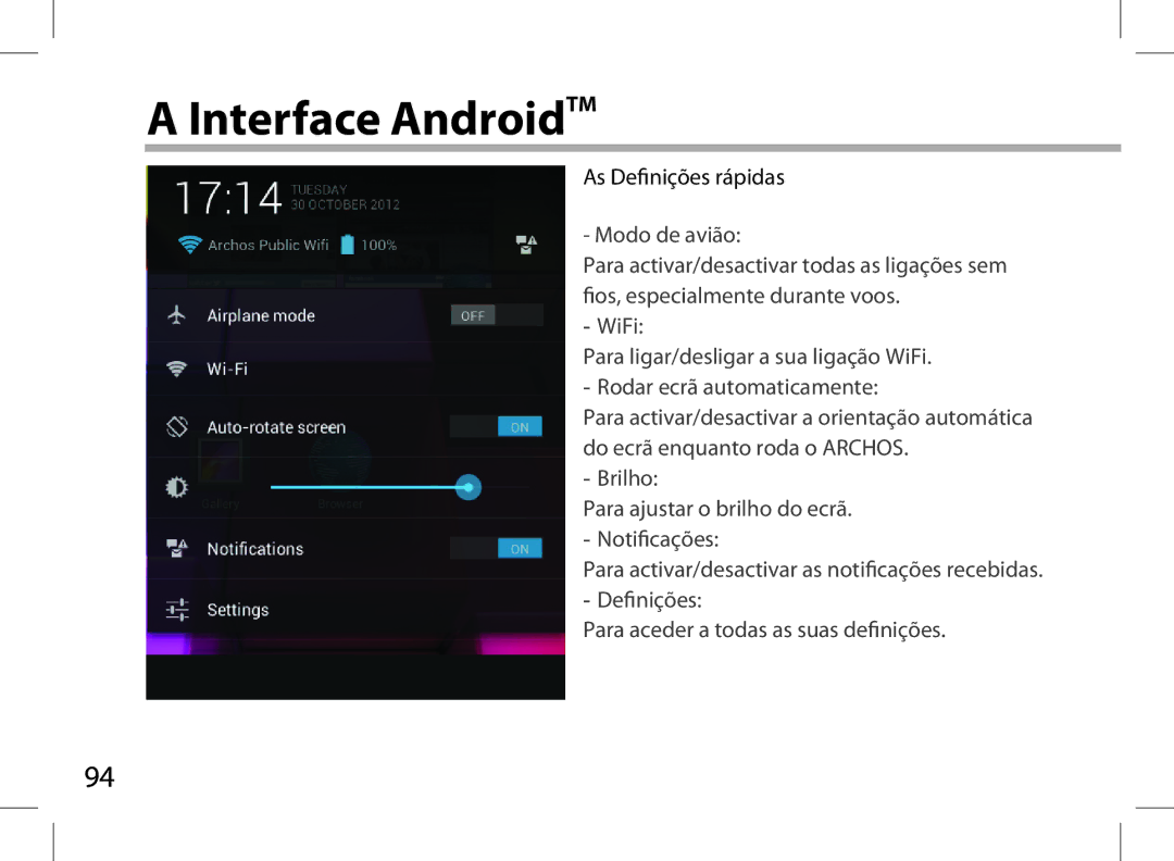 Archos AN8G4 quick start As Definições rápidas 