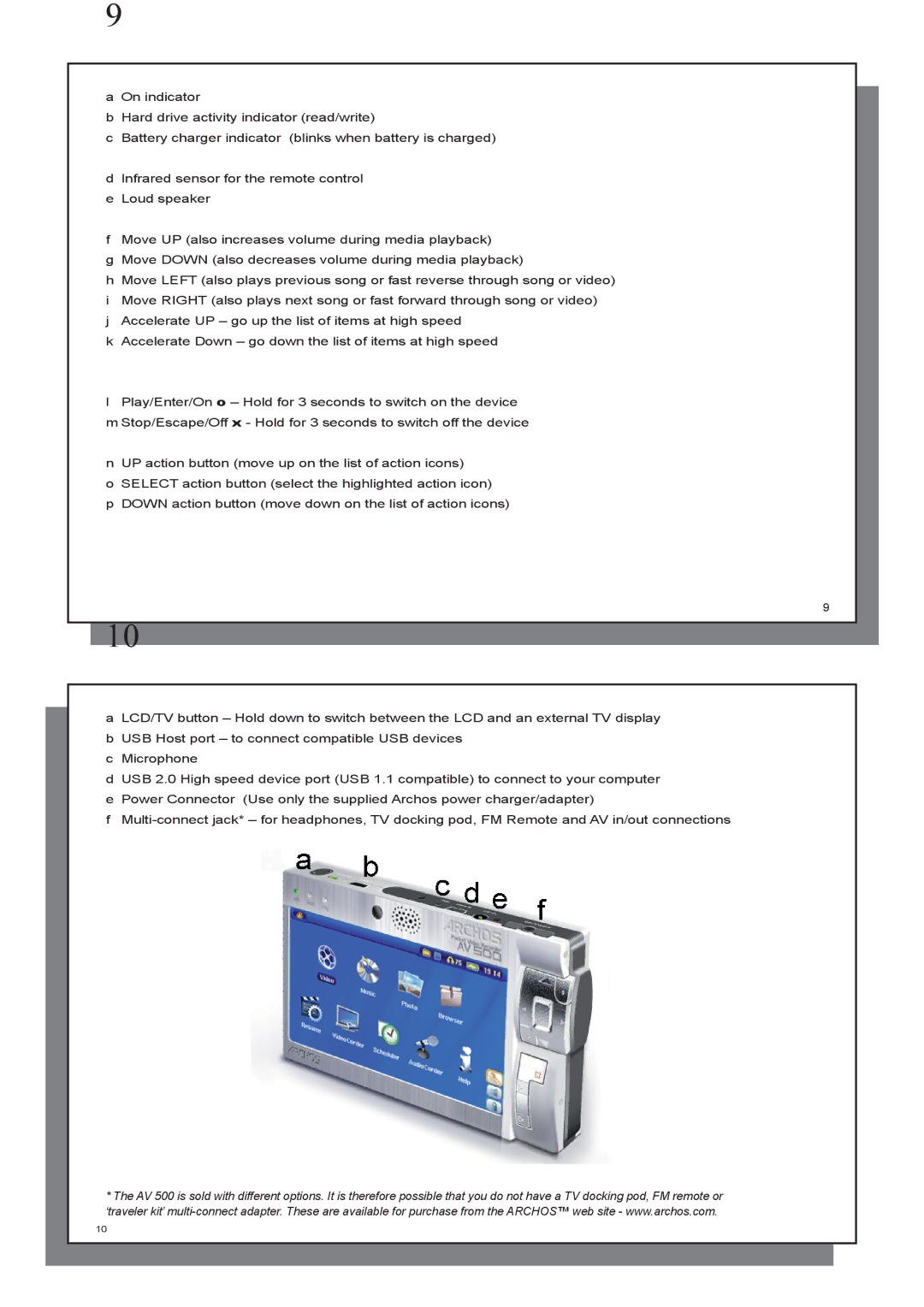 Archos AV 500 series user manual 