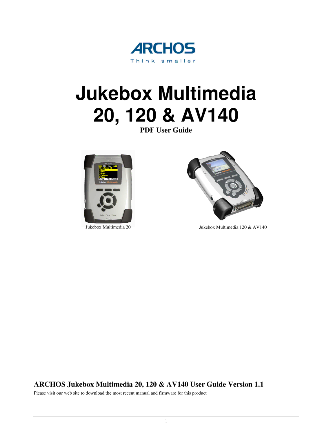 Archos manual Jukebox Multimedia 20, 120 & AV140 