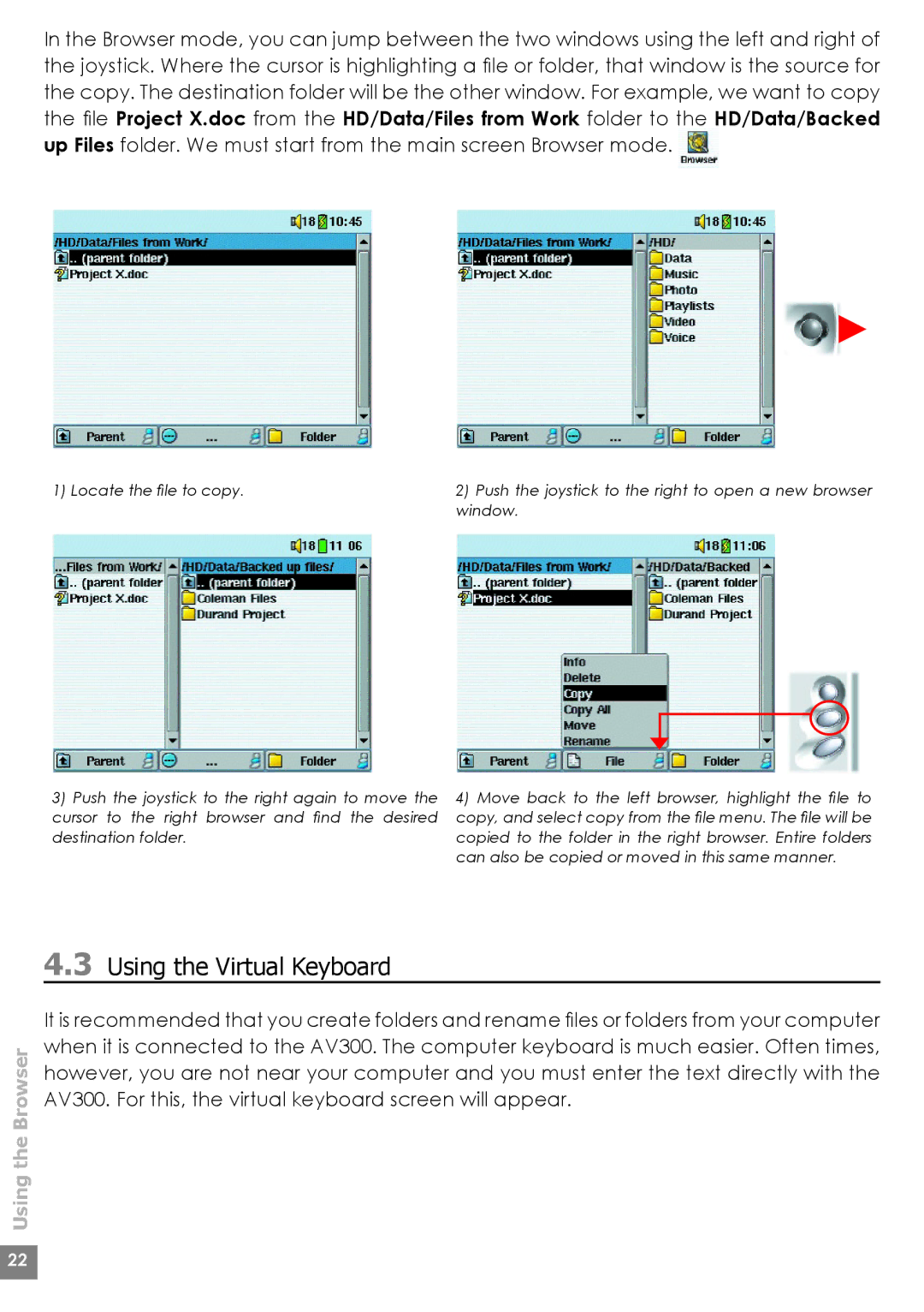 Archos AV380, AV320, AV340 user manual Using the Virtual Keyboard 