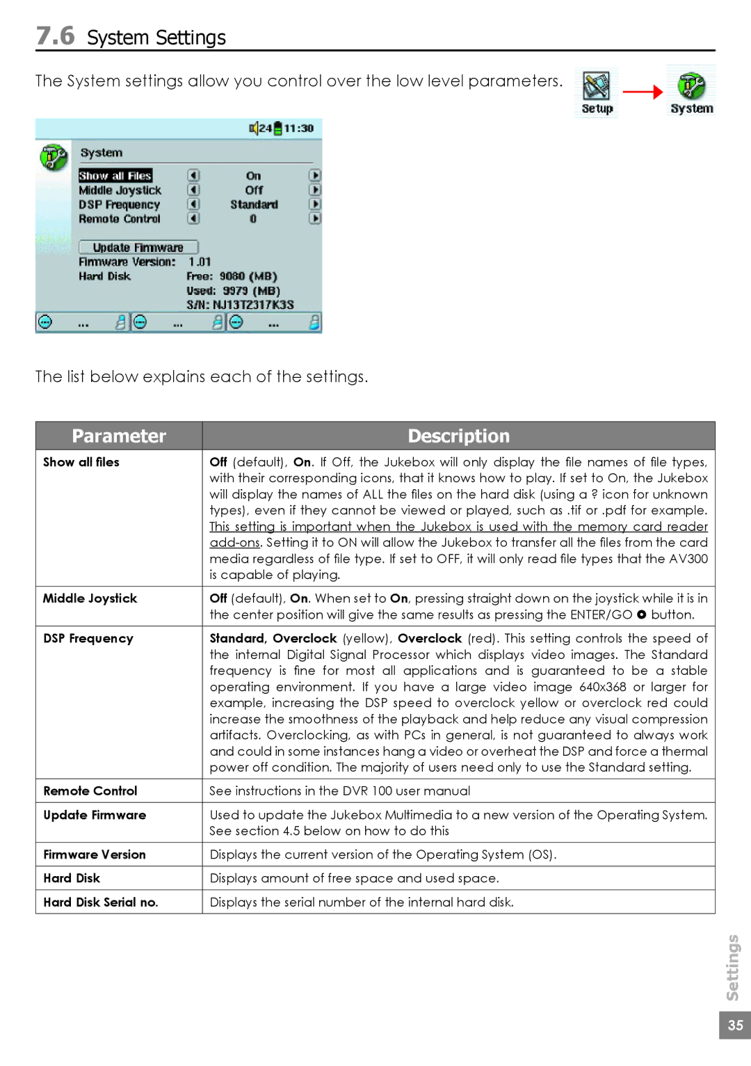 Archos AV340, AV320, AV380 user manual System Settings, Show all fi les 